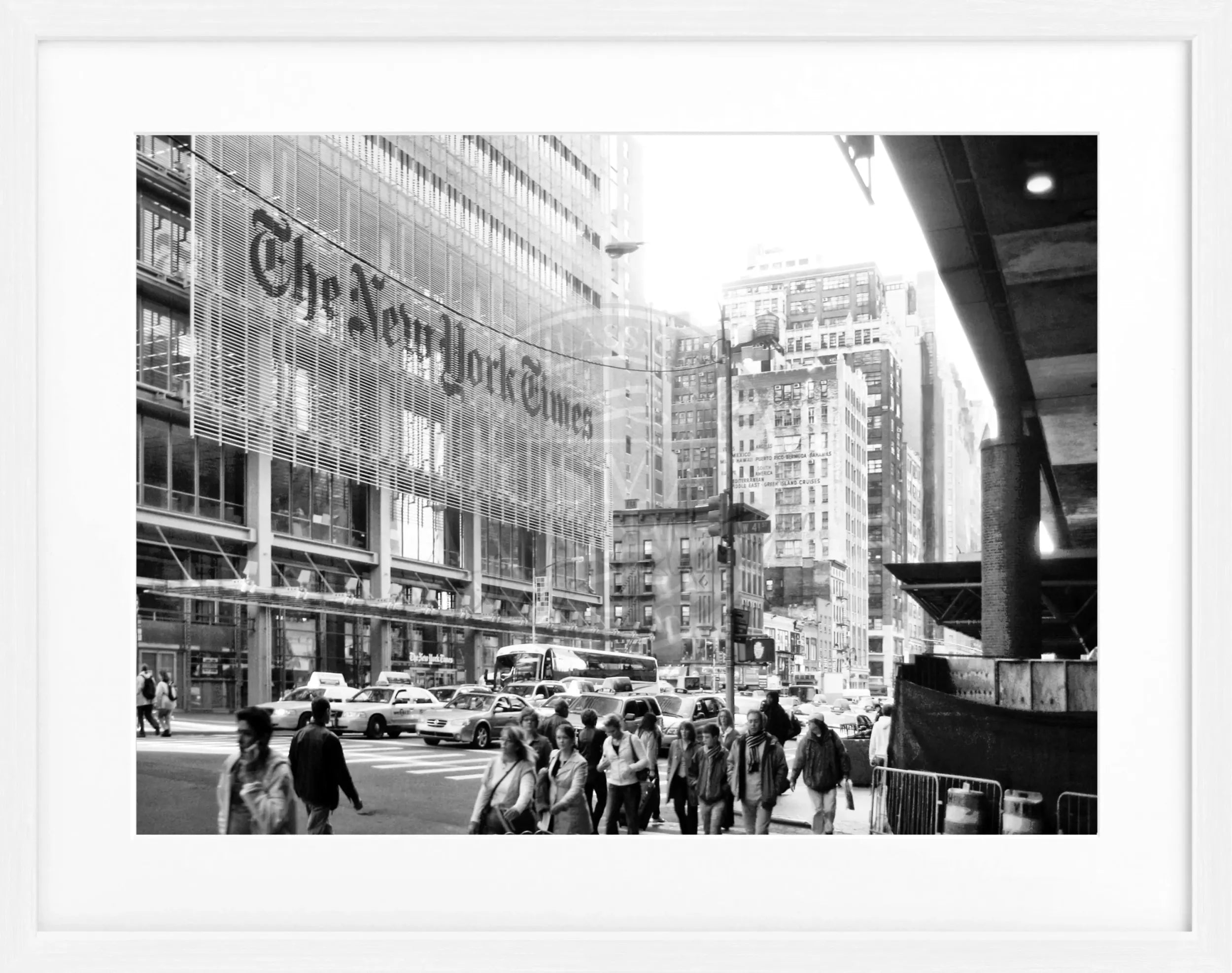 Schwarz-weiß Poster mit schwarzem Rahmen, New York Times Motiv, 31x25 cm, von Cosman-Photocollection