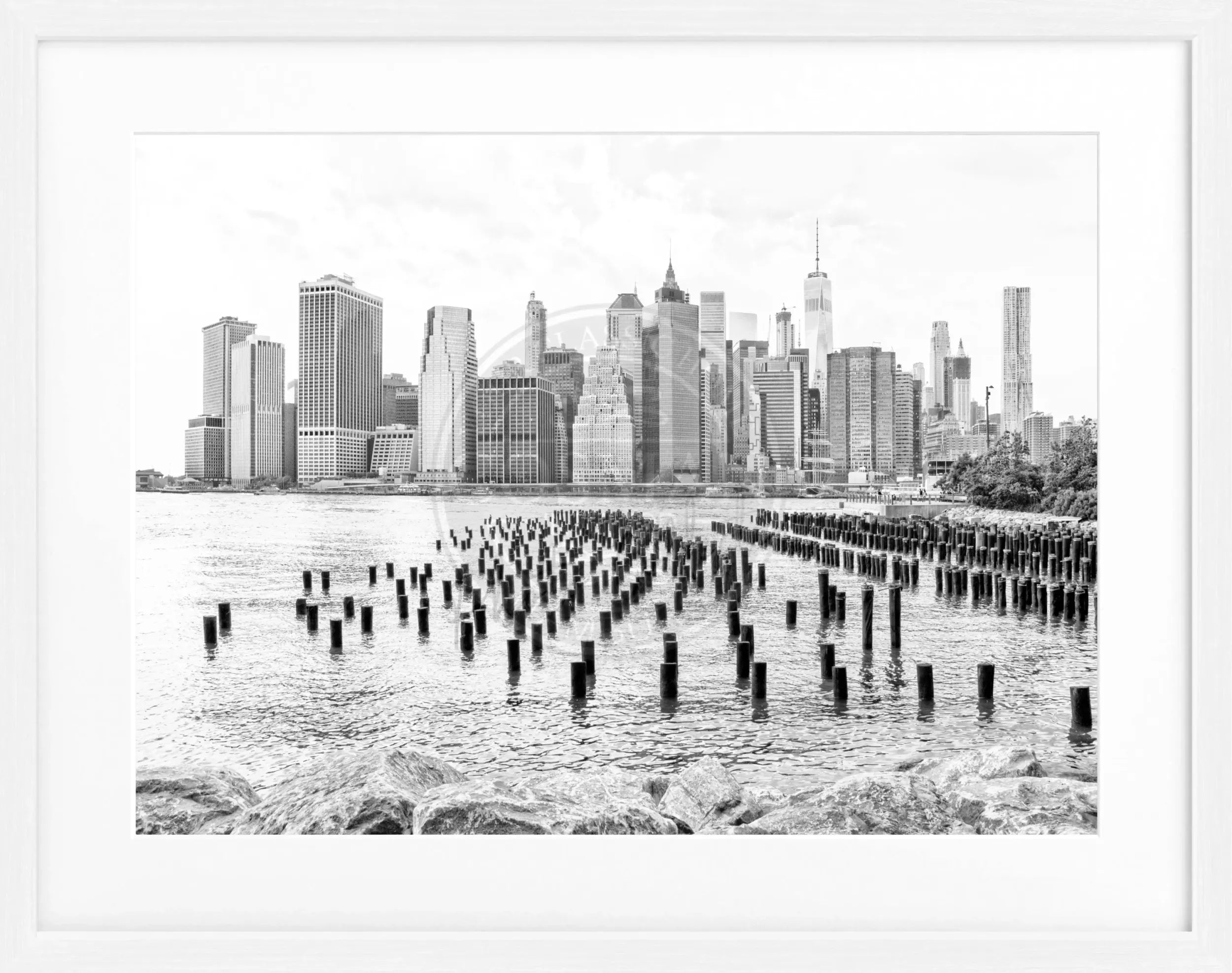 Schwarz-weiß Poster mit Rahmen von Cosman-Photocollection, Stadtbild von New York NY108, 31cm x 25cm, stilvolles Wanddekor