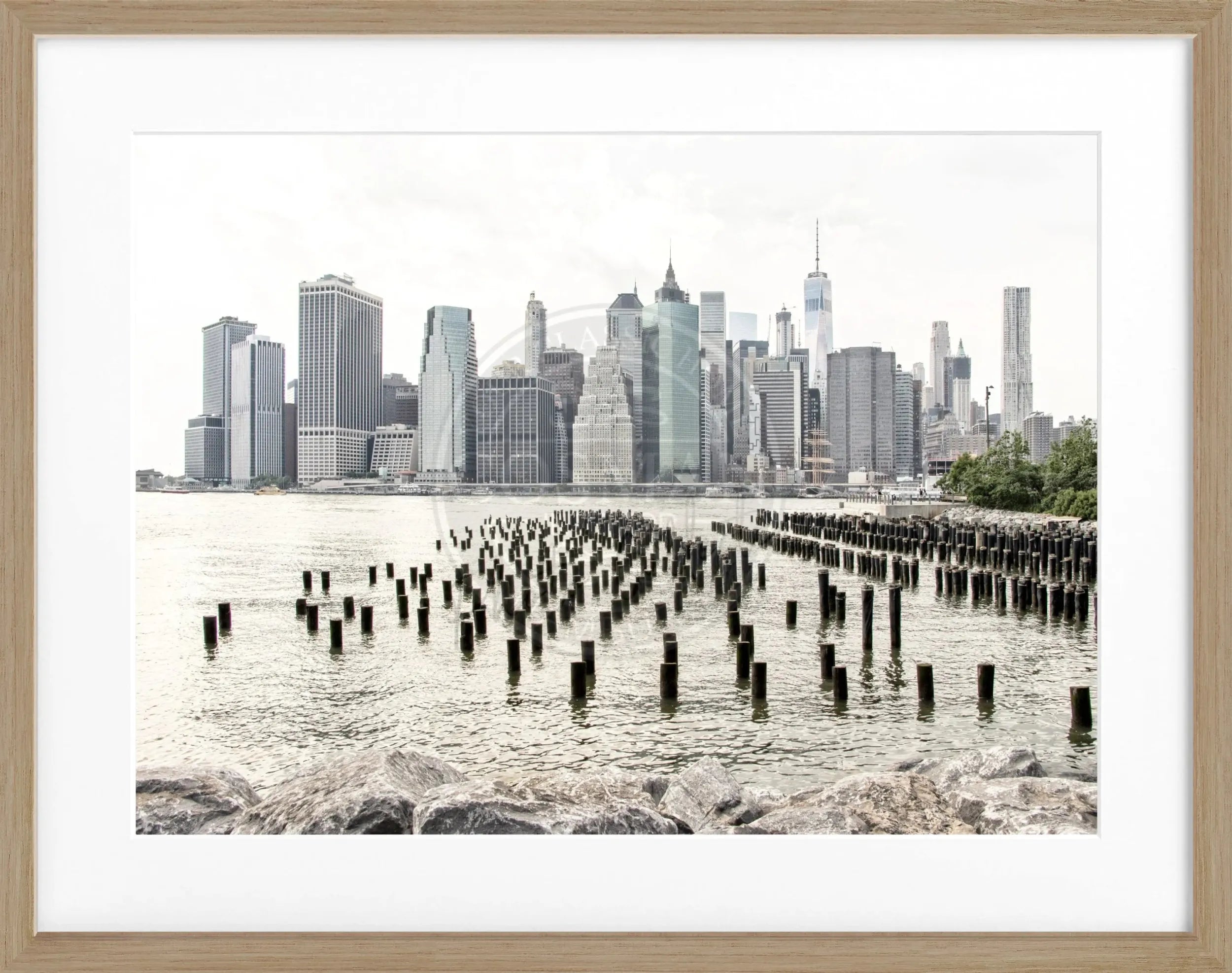 Schwarz-weiß Poster mit Rahmen, New York Stadtbild, von Cosman-Photocollection, 31x25 cm, stilvolle Wanddekoration