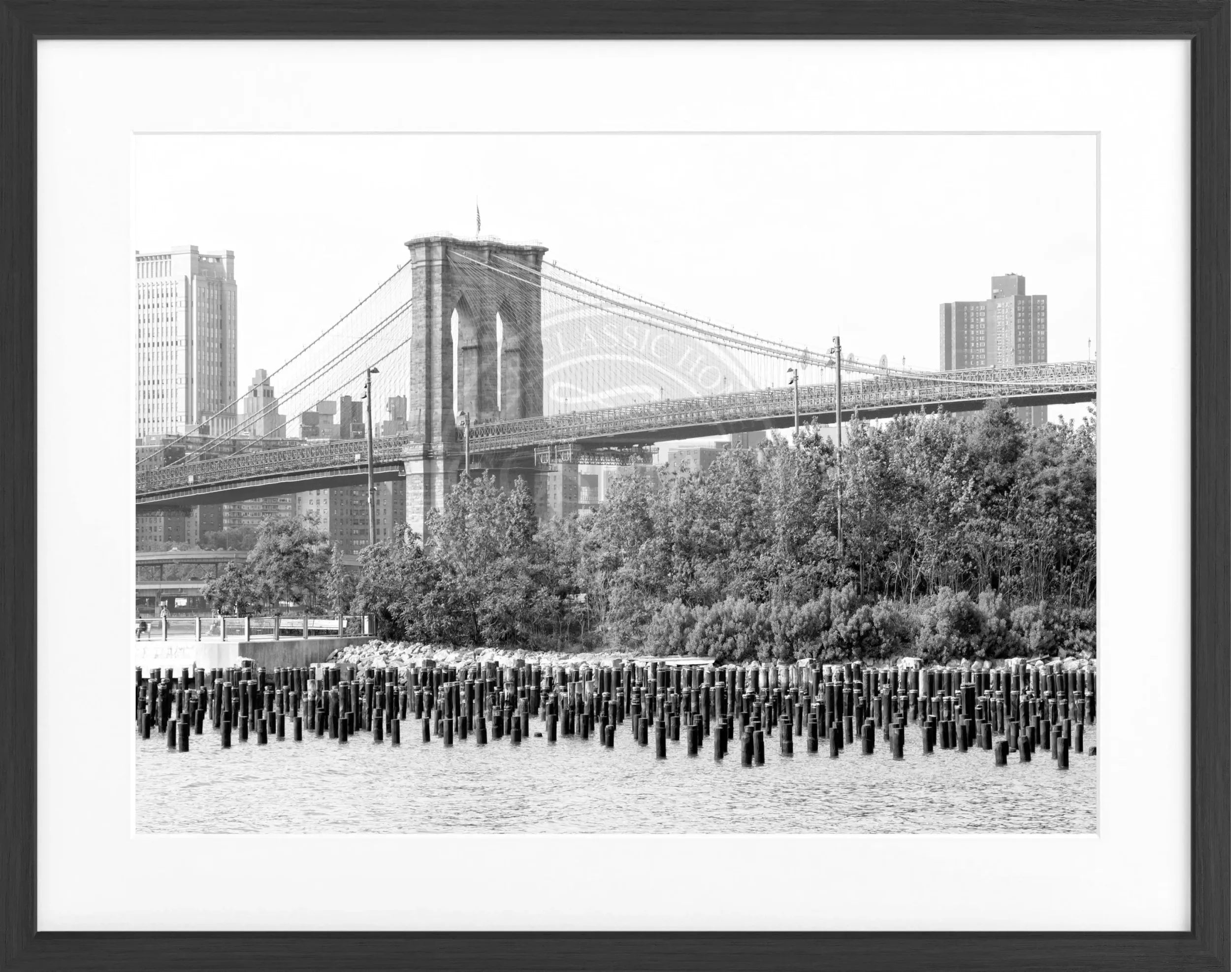 Schwarz-weiß Poster mit Rahmen von New York NY122, 31x25cm, von Cosman-Photocollection, ansprechendes Stadtmotiv