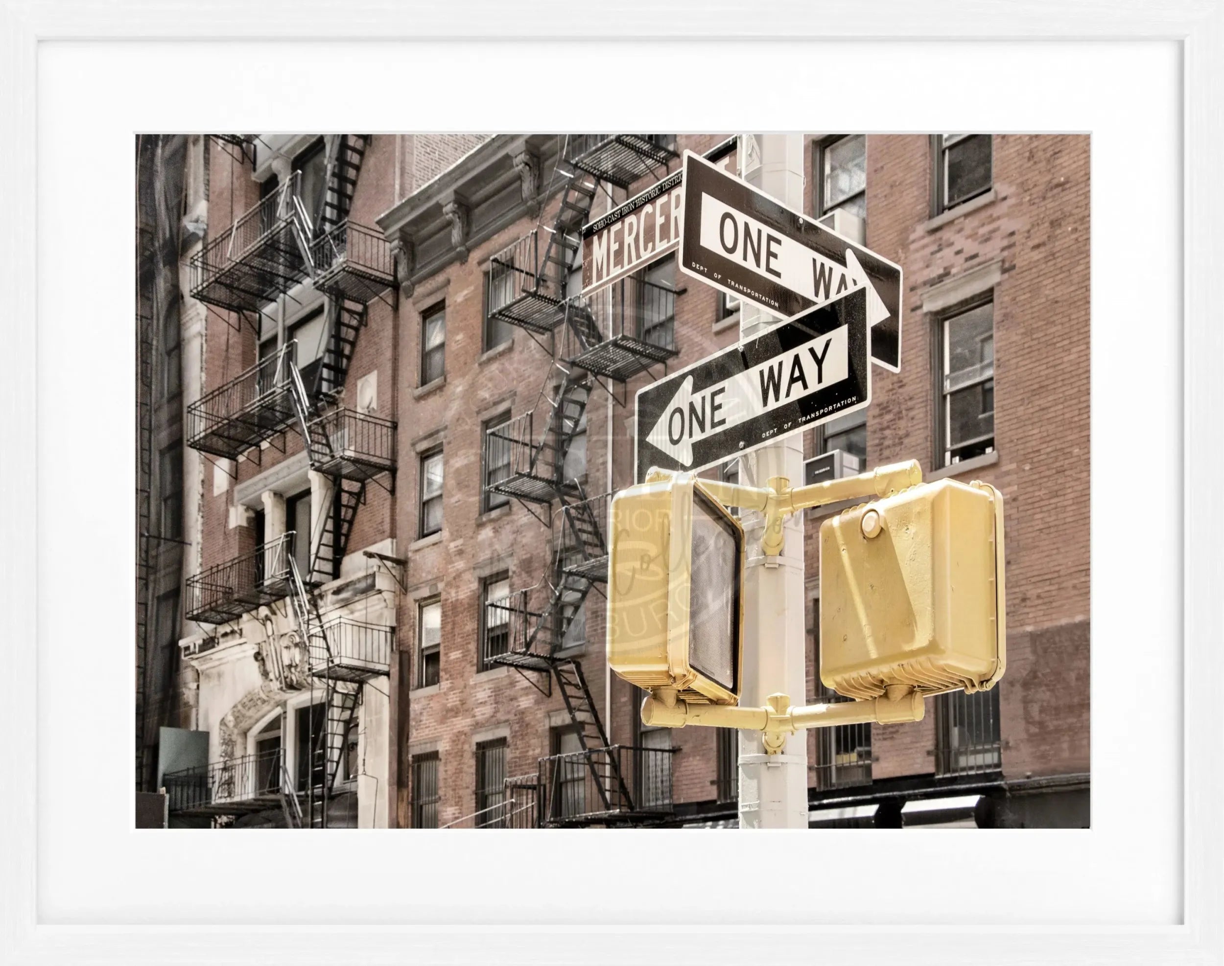 Schwarz-weiß Poster mit Rahmen von New York NY82, 31x25 cm, von Cosman-Photocollection, Wanddekoration mit Stadtmotiv