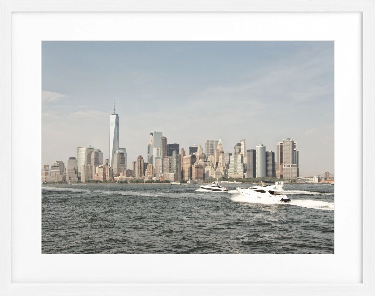 Schwarz-weiß Poster mit Rahmen, New York Skyline Motiv, 31x25cm, von Cosman-Photocollection, Wanddekoration für Stadtliebhaber