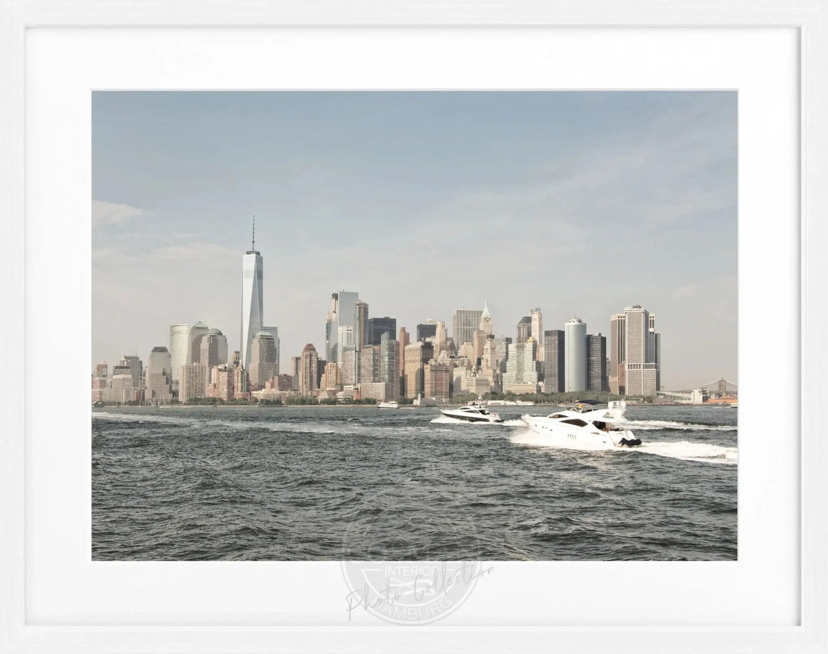 Schwarz-weiß Poster mit Rahmen, New York Skyline Motiv, 31x25cm, von Cosman-Photocollection, Wanddekoration für Stadtliebhaber