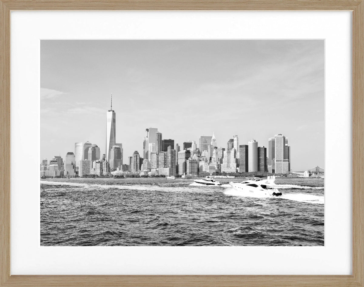 Schwarz-weiß Poster mit Rahmen, New York Skyline Motiv, 31x25cm, von Cosman-Photocollection