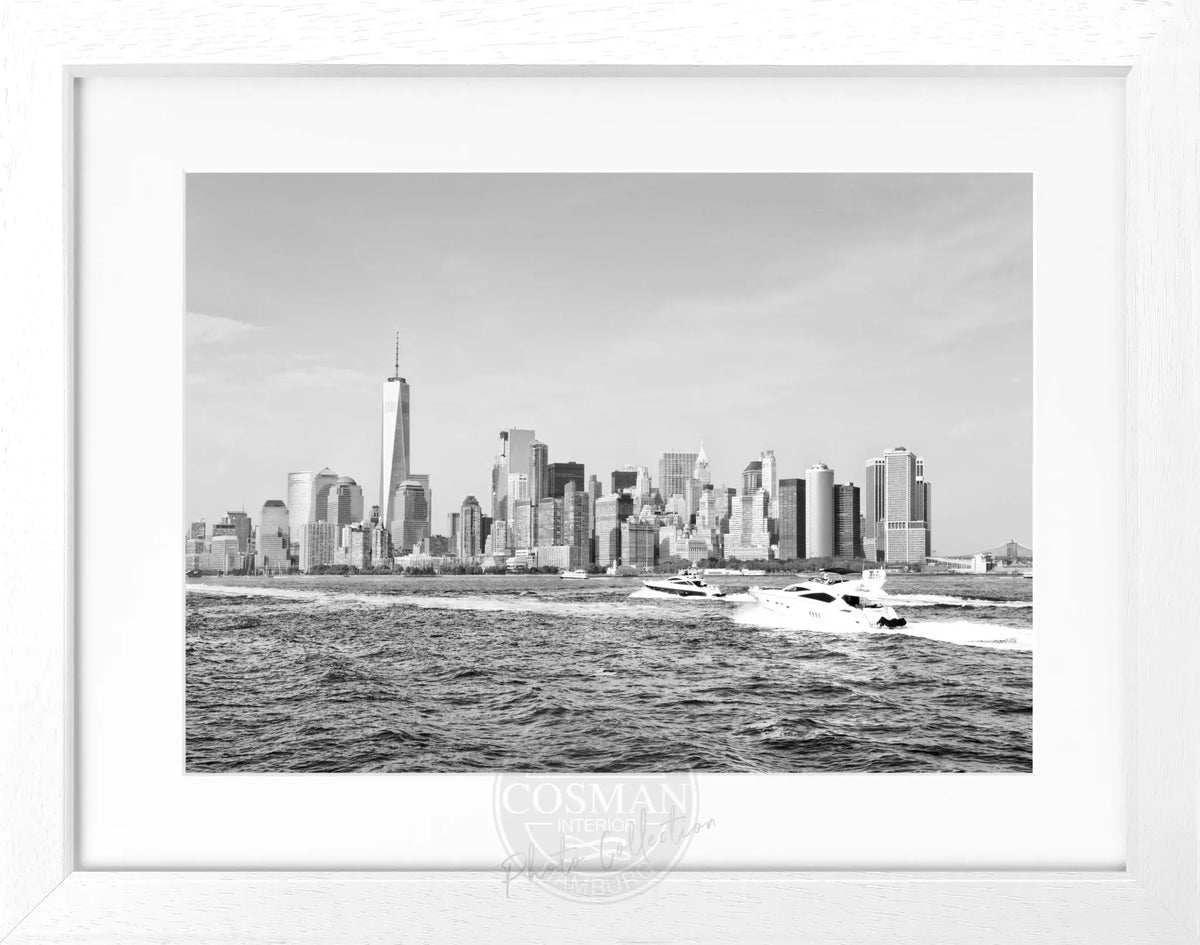 Schwarz-weiß Poster mit Rahmen von Cosman-Photocollection, New York Skyline, 31x25 cm, stilvolle Wanddekoration