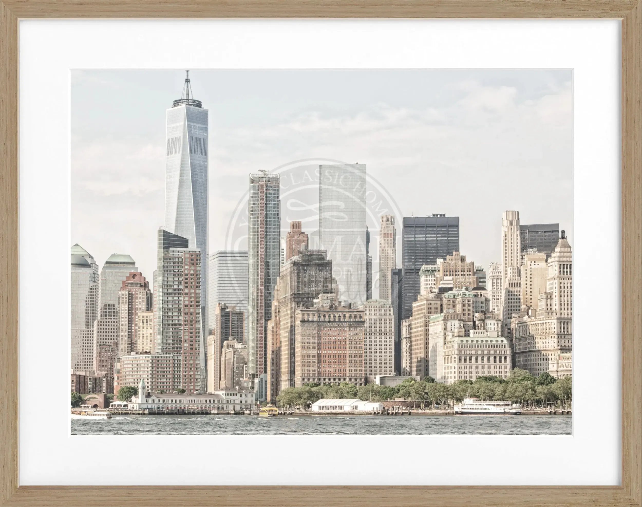 Schwarz-weißer Poster mit Rahmen von Cosman-Photocollection, New York Skyline, 31x25 cm, modernes Wandbild.