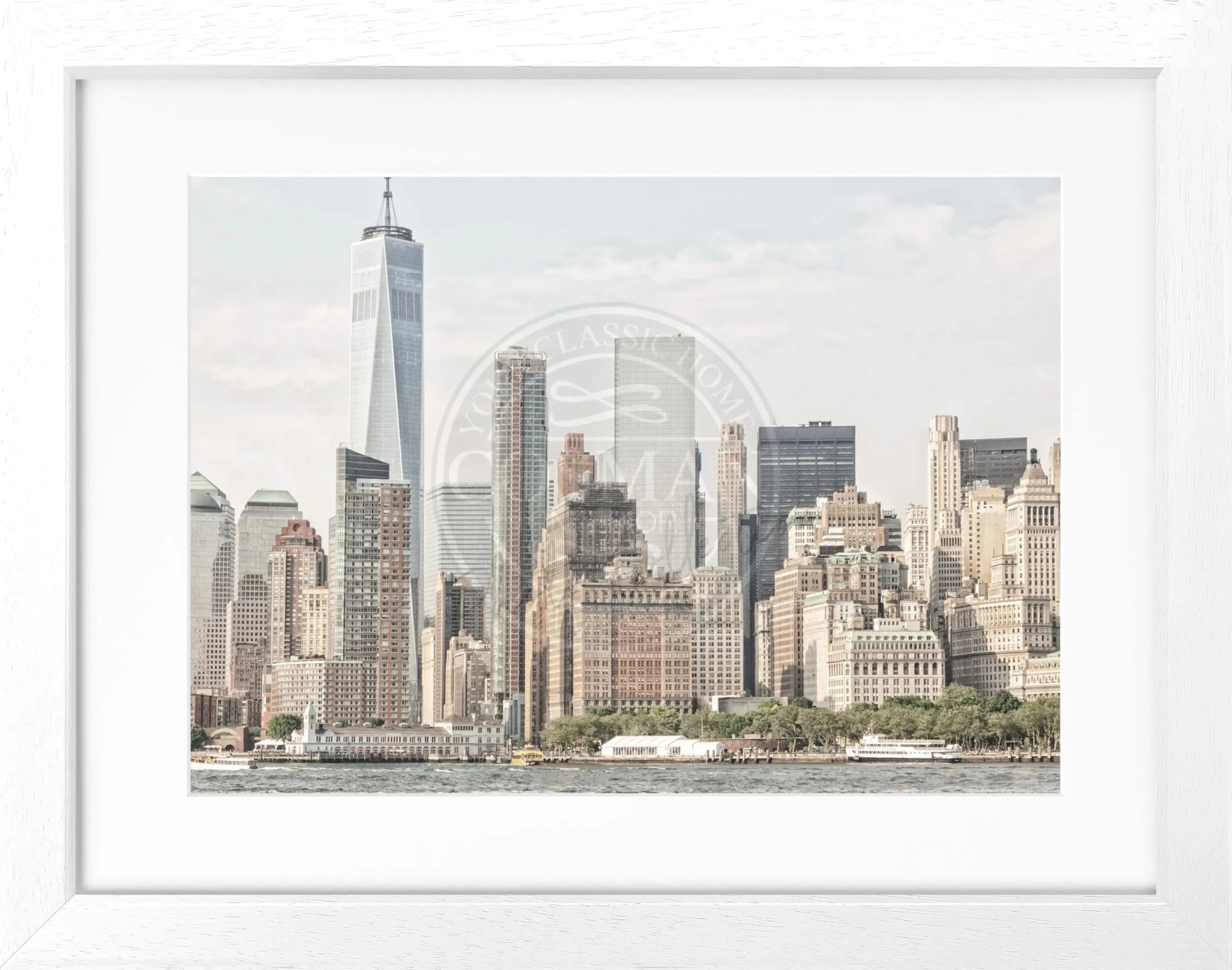 Schwarz-weiß Poster mit Rahmen von Cosman-Photocollection, New York Skyline, 31x25 cm, dekoratives Wandbild