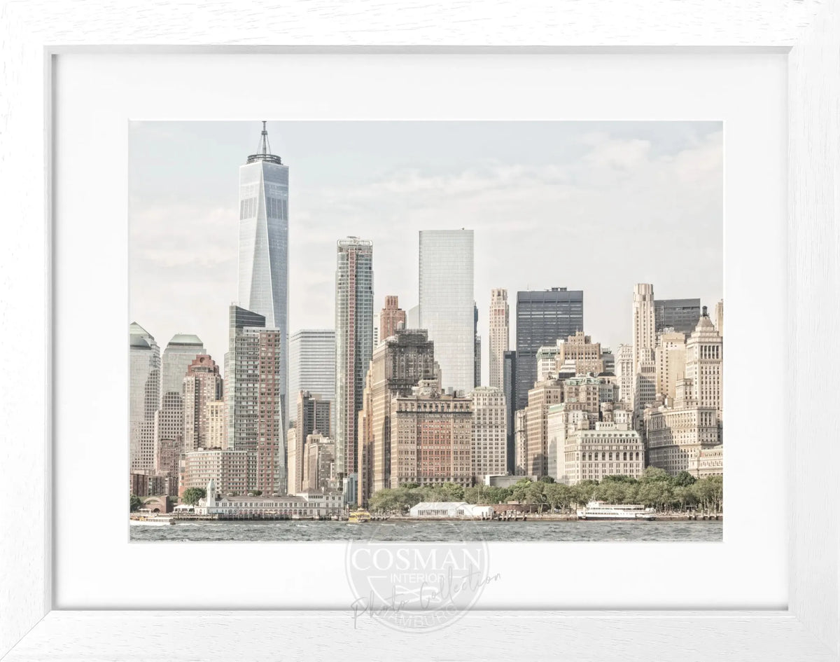 Schwarz-weiß Poster mit Rahmen von Cosman-Photocollection, New York Skyline, 31x25 cm, dekoratives Wandbild