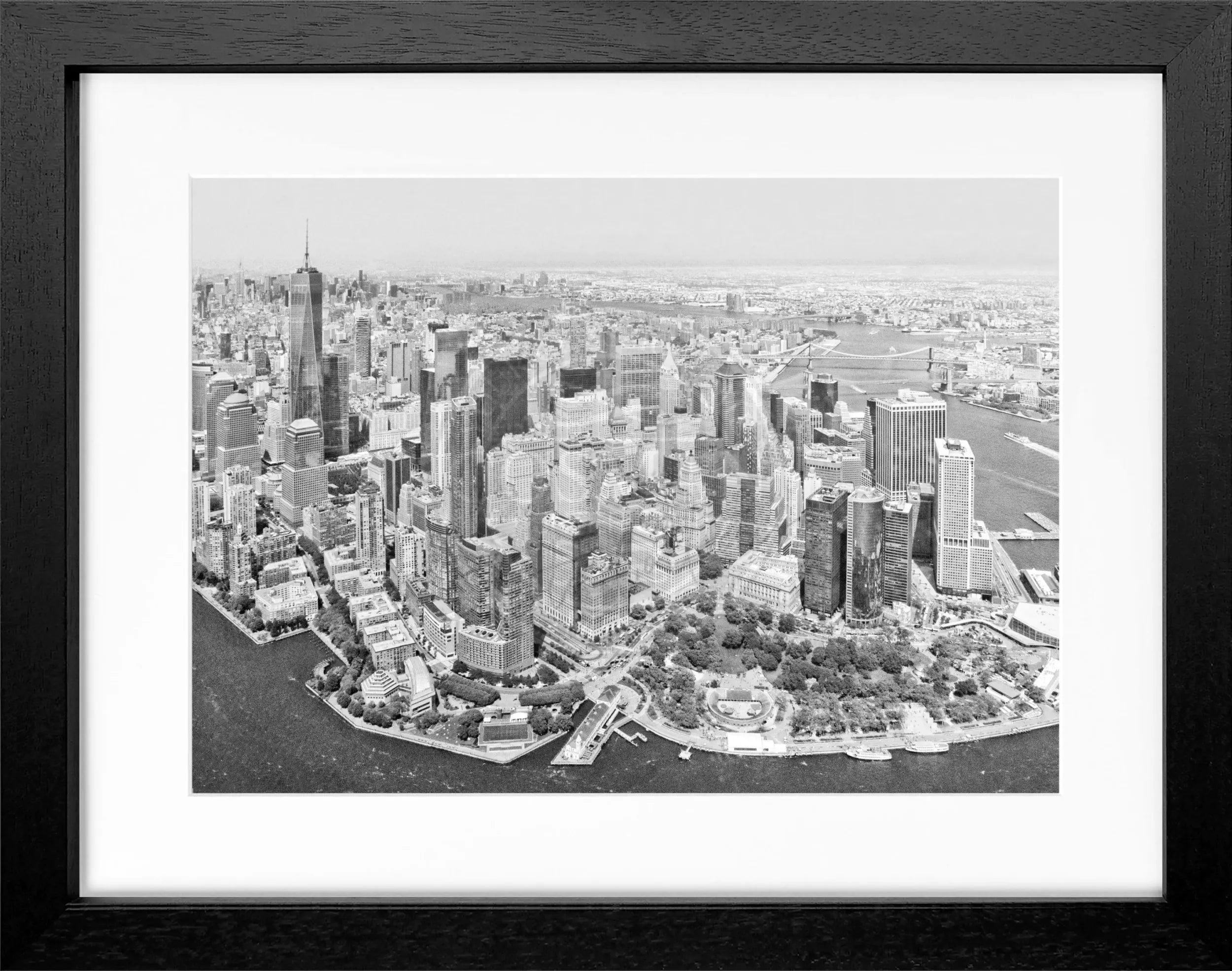 Schwarz-weiß Poster mit Rahmen, New York Skyline, von Cosman-Photocollection, ca. 31x25 cm, Wanddekoration im modernen Stil