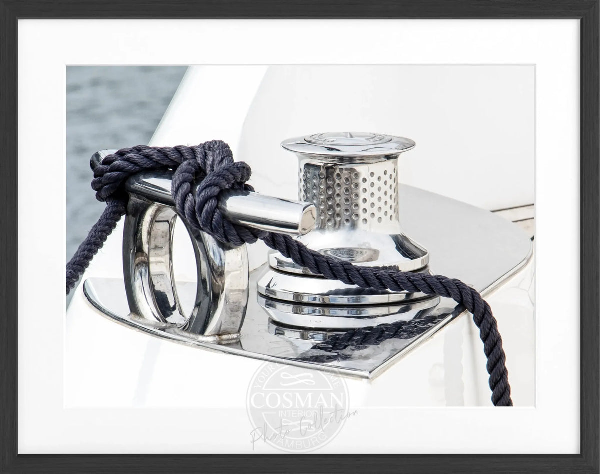 Schwarz-weiß Poster mit Rahmen 'Sailing' von Cosman-Photocollection, Motiv von Saint Tropez, 31x25 cm, maritime Atmosphäre