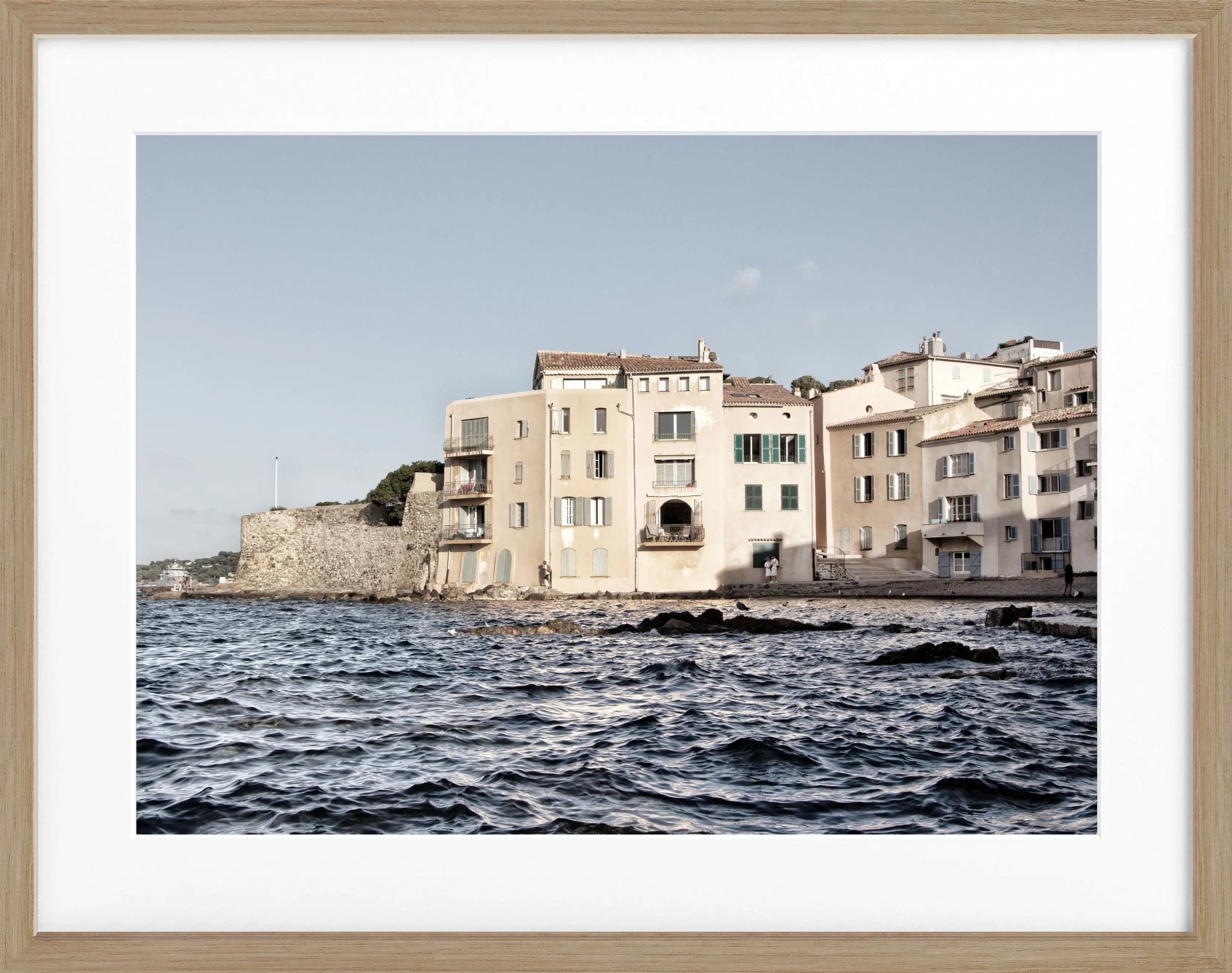 Schwarz-weiß Poster mit Rahmen von Cosman-Photocollection, Motiv von Saint Tropez, 31cm x 25cm, elegantes Wandbild