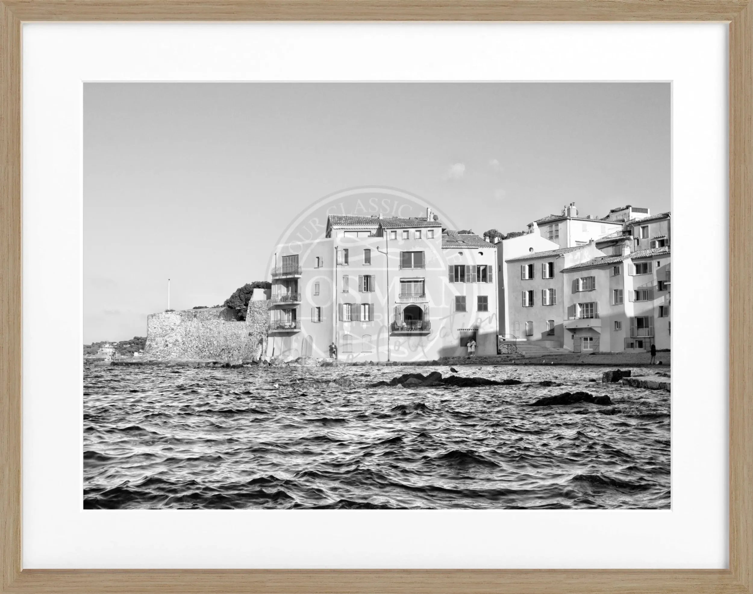 Schwarz-weiß Poster mit Rahmen von Cosman-Photocollection, Motiv Saint Tropez, 31x25 cm, dekoratives Wandbild