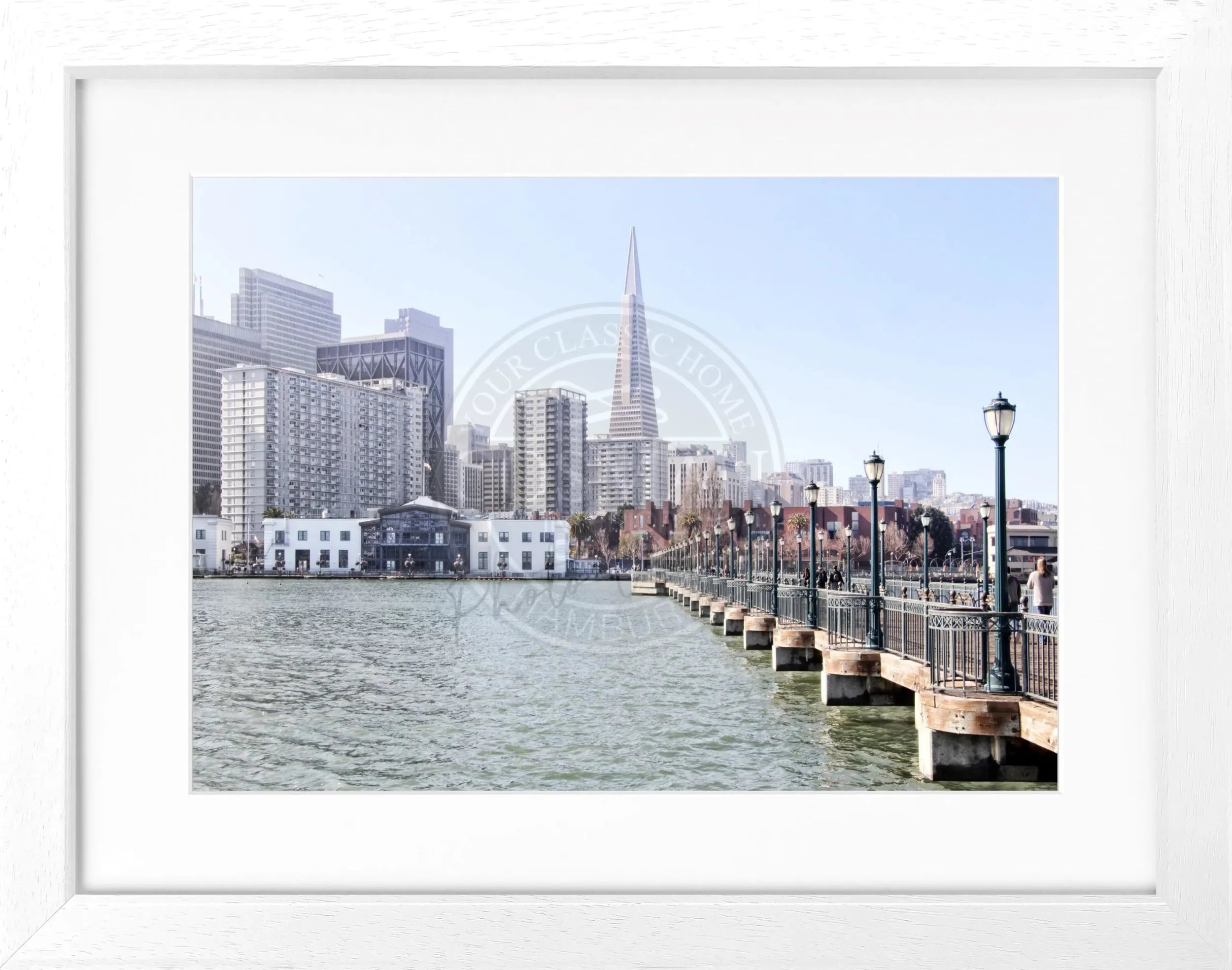 Schwarz-weiß Poster mit Rahmen von Cosman-Photocollection, Skyline San Francisco, 31x25 cm, Fotokunst.