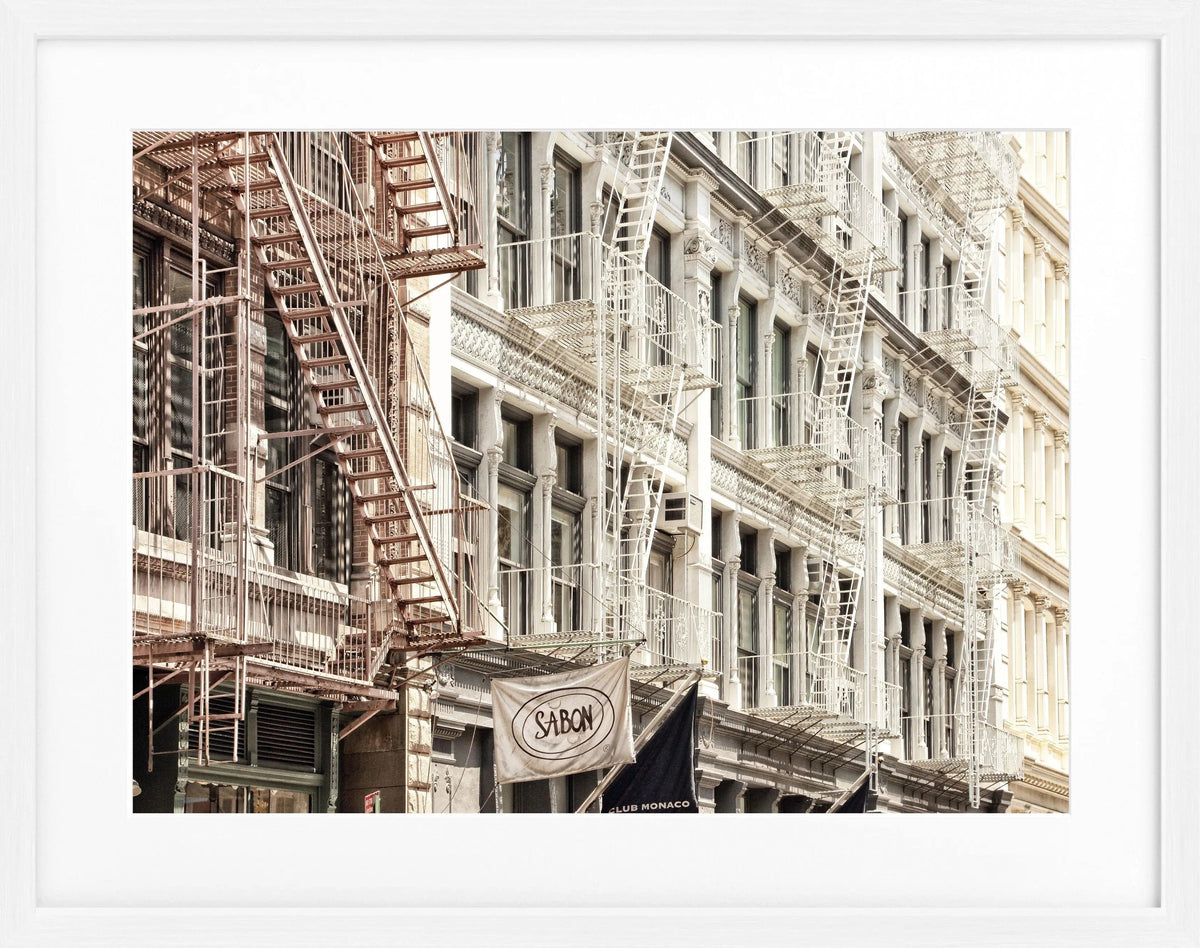 Schwarz-weiß Poster mit Rahmen ‘SOHO’ von Cosman-Photocollection, New York Stadtmotiv, 31x25 cm, Wanddekoration