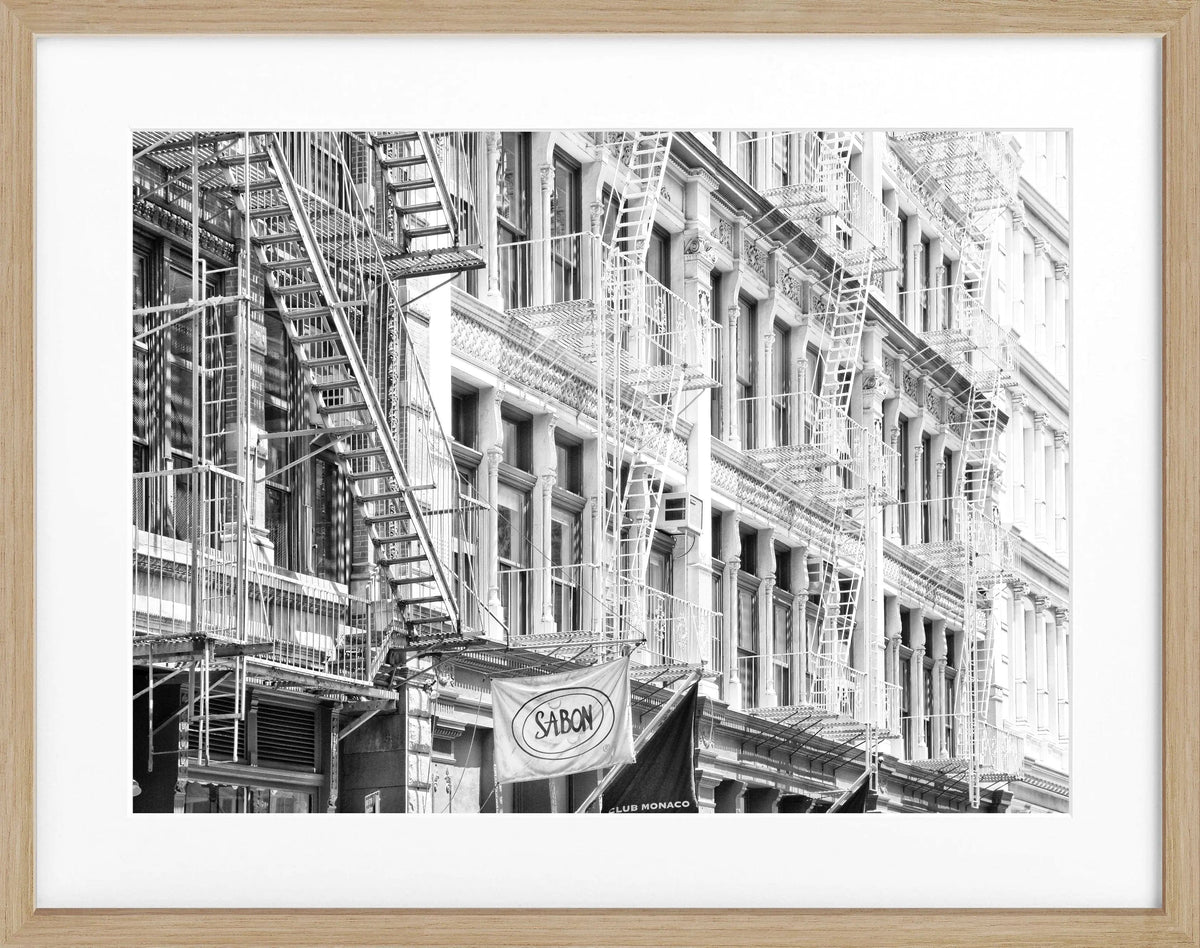 Schwarz-weiß Poster mit Rahmen 'SOHO' von Cosman-Photocollection, New York, Motiv, 31x25 cm