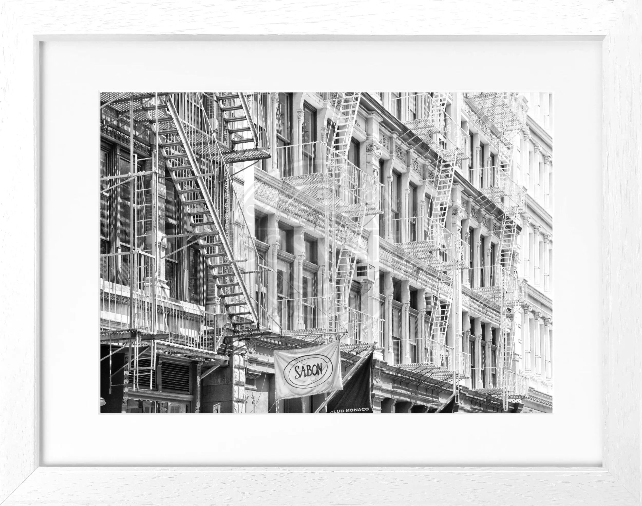 Schwarz-weiß Poster mit Rahmen ’SOHO’ von Cosman-Photocollection, New York City, 31x25 cm, urbanes Motiv.
