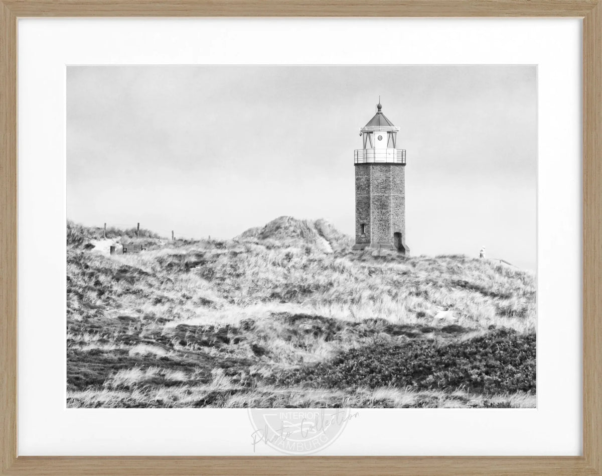 Schwarz-weiß Poster von Cosman-Photocollection mit Rahmen, zeigt Dünen und Kampen auf Sylt, Maße 31x25 cm.