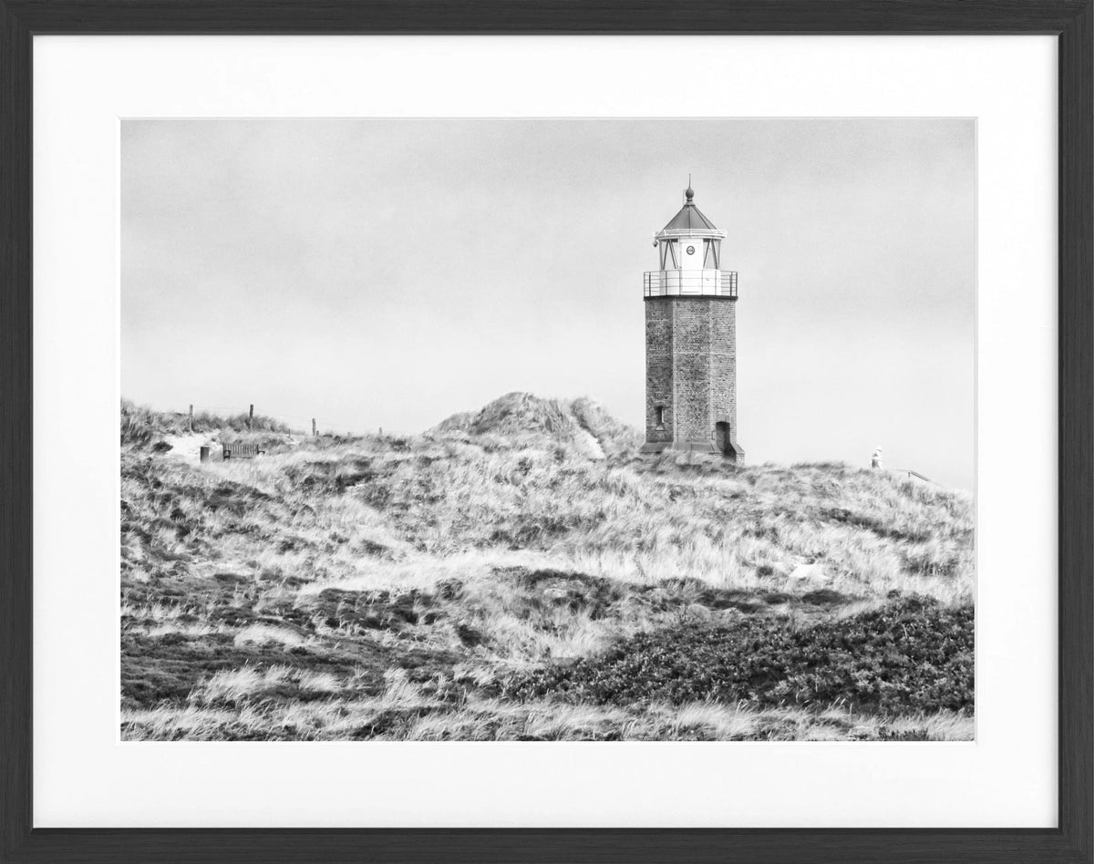 Schwarz-weiß Poster mit Rahmen, Sylt Dünen Kampen, Cosman-Photocollection, 31x25 cm, Wanddekoration