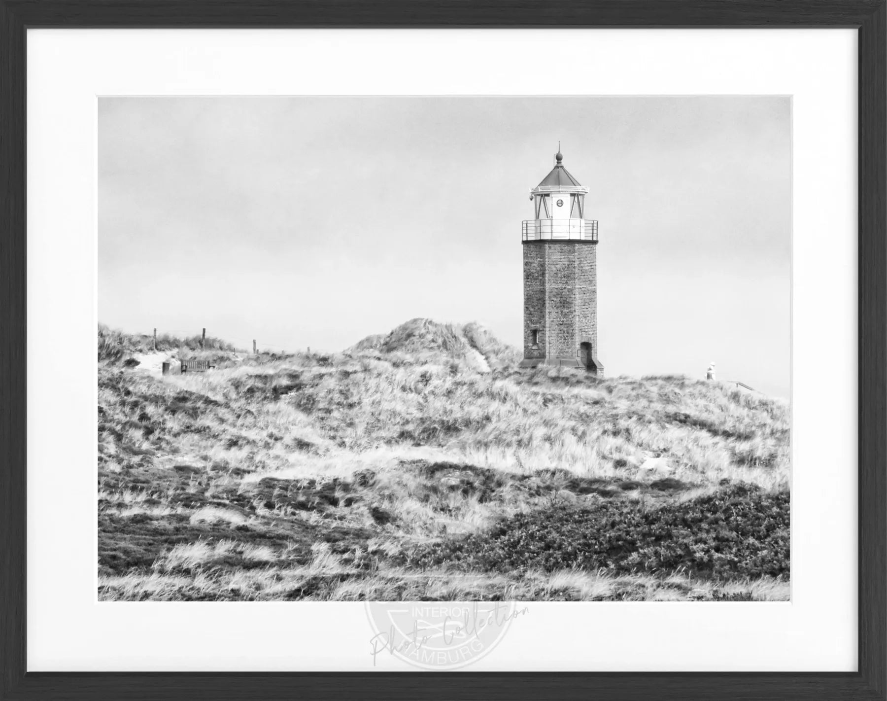 Schwarz-weiß Poster mit Rahmen, Sylt Dünen Kampen, Cosman-Photocollection, 31x25 cm, Wanddekoration