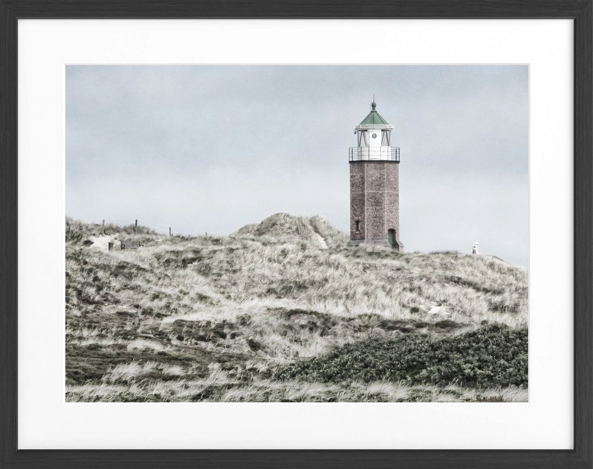 Schwarz-weiß Poster mit Rahmen von Cosman-Photocollection, Motiv der Dünen in Kampen auf Sylt, 31x25 cm.