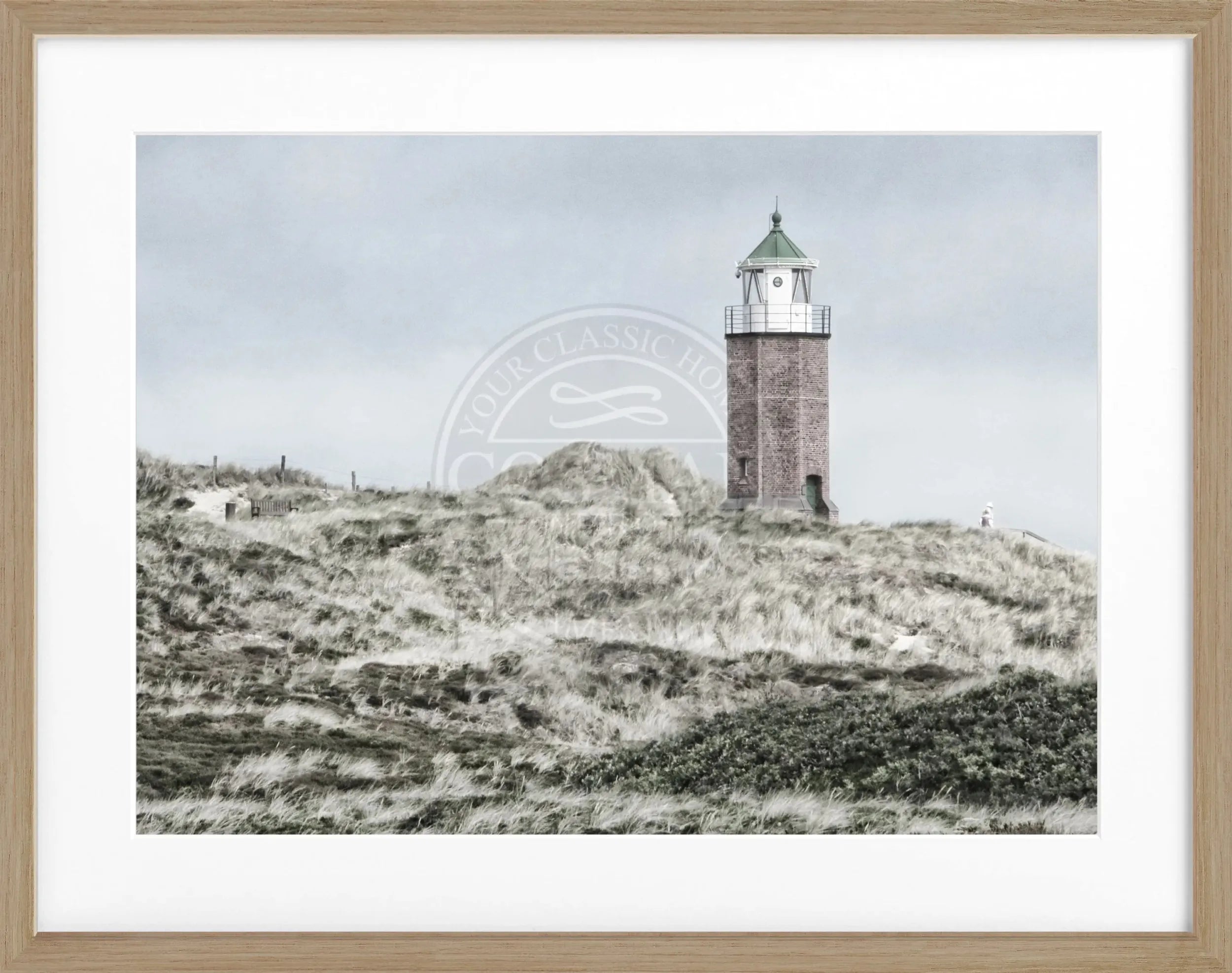 Schwarz-weiß Poster mit Rahmen, Sylt Dünen Kampen, von Cosman-Photocollection, 31x25cm, Wanddekoration mit Meereslandschaft