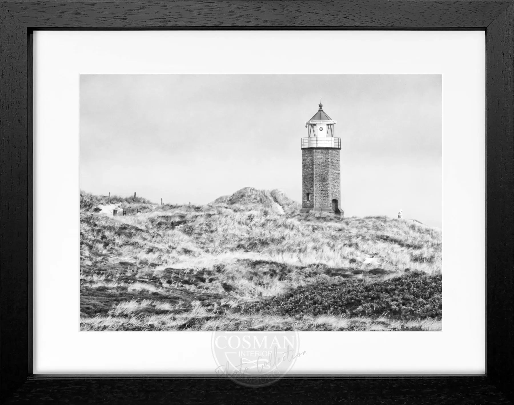 Schwarz-weiß Poster mit Rahmen von Cosman-Photocollection, Motiv der Dünen in Kampen auf Sylt, 31x25 cm