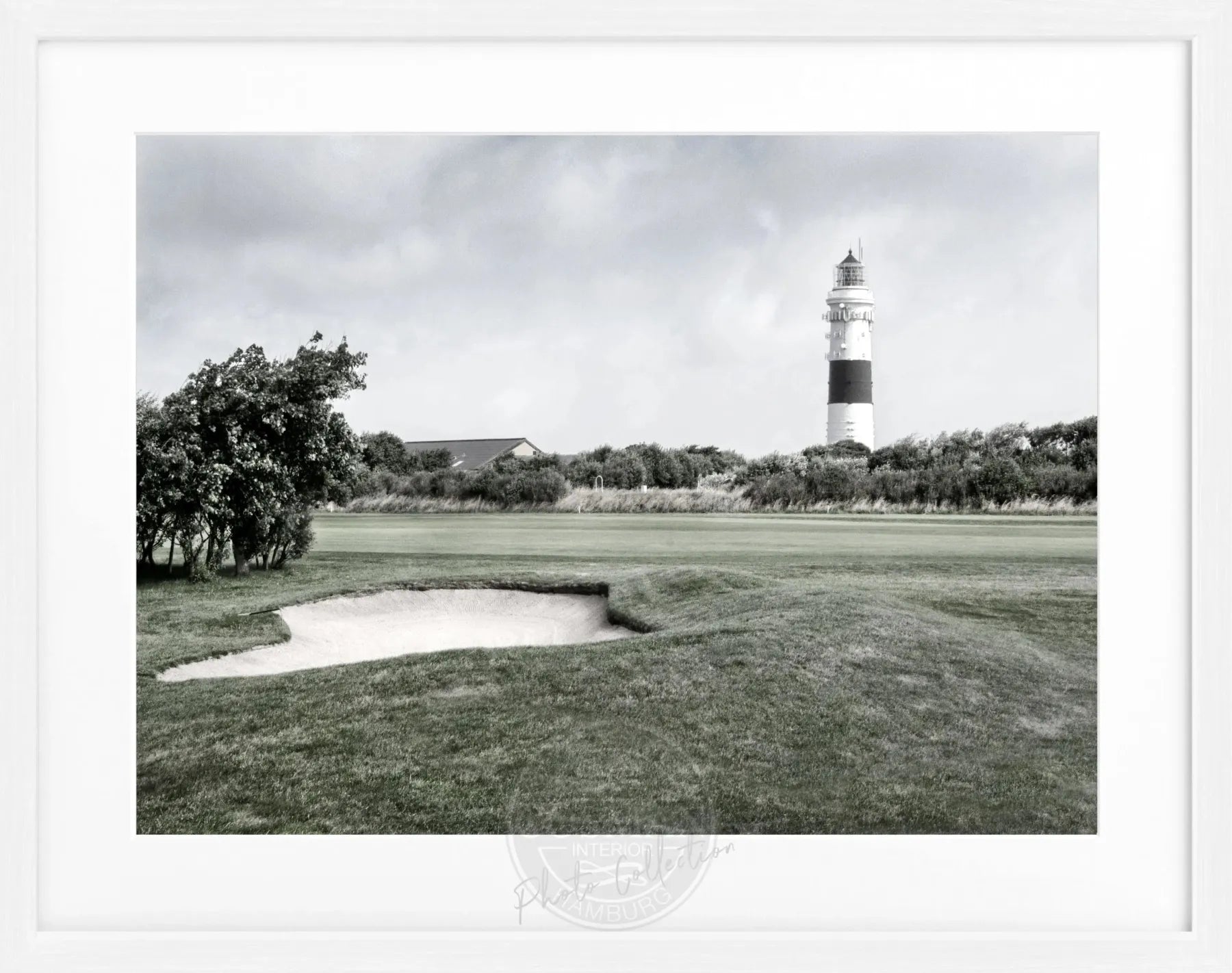 Schwarz-weiß Poster mit Rahmen, Sylt Leuchtturm Kampen, von Cosman-Photocollection, 31x25 cm, Motiv mit Leuchtturm an der Küste