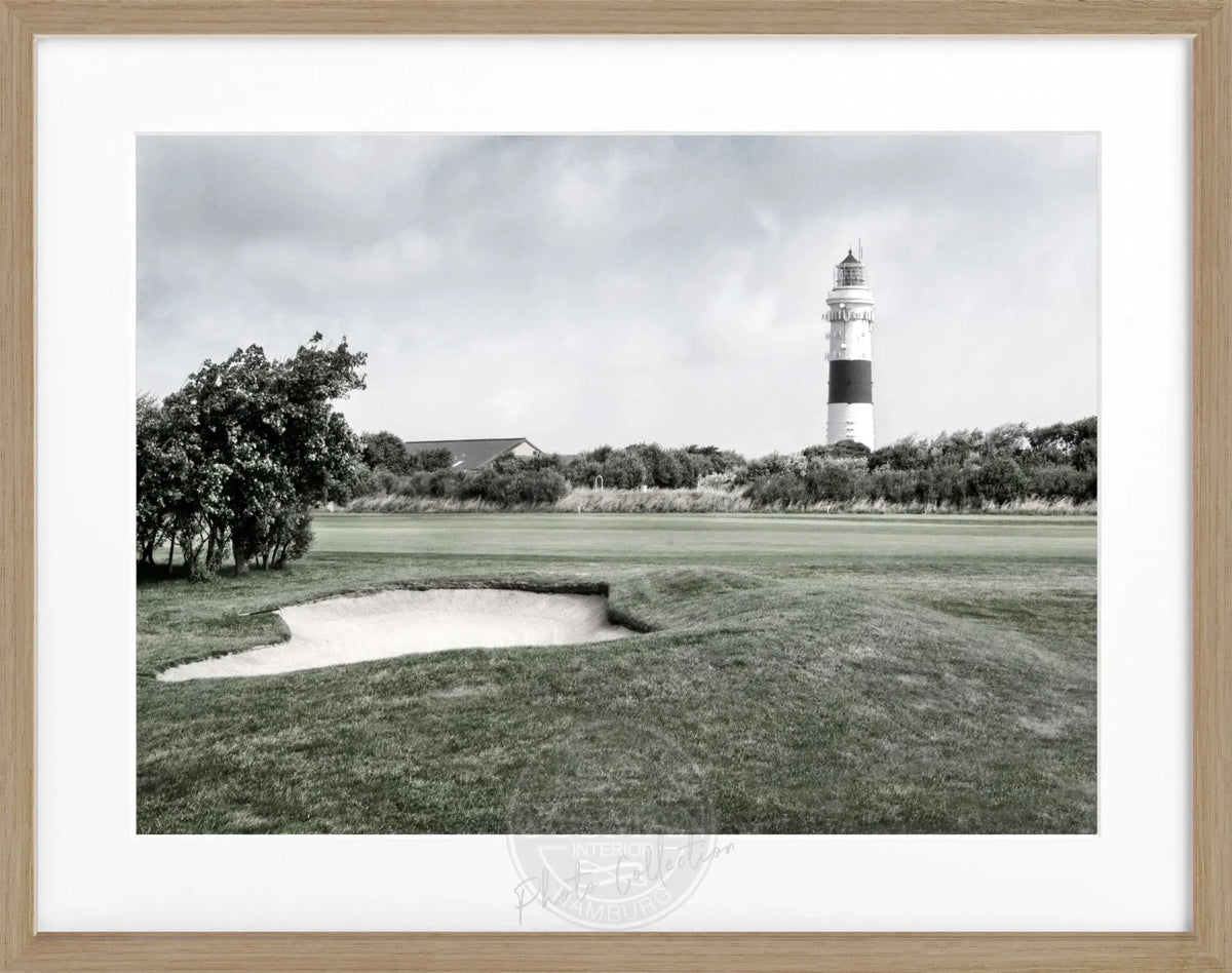 Schwarz-weiß Poster mit Rahmen von Cosman-Photocollection, Leuchtturm auf Sylt in Kampen, 31x25 cm, Motiv im maritimen Stil
