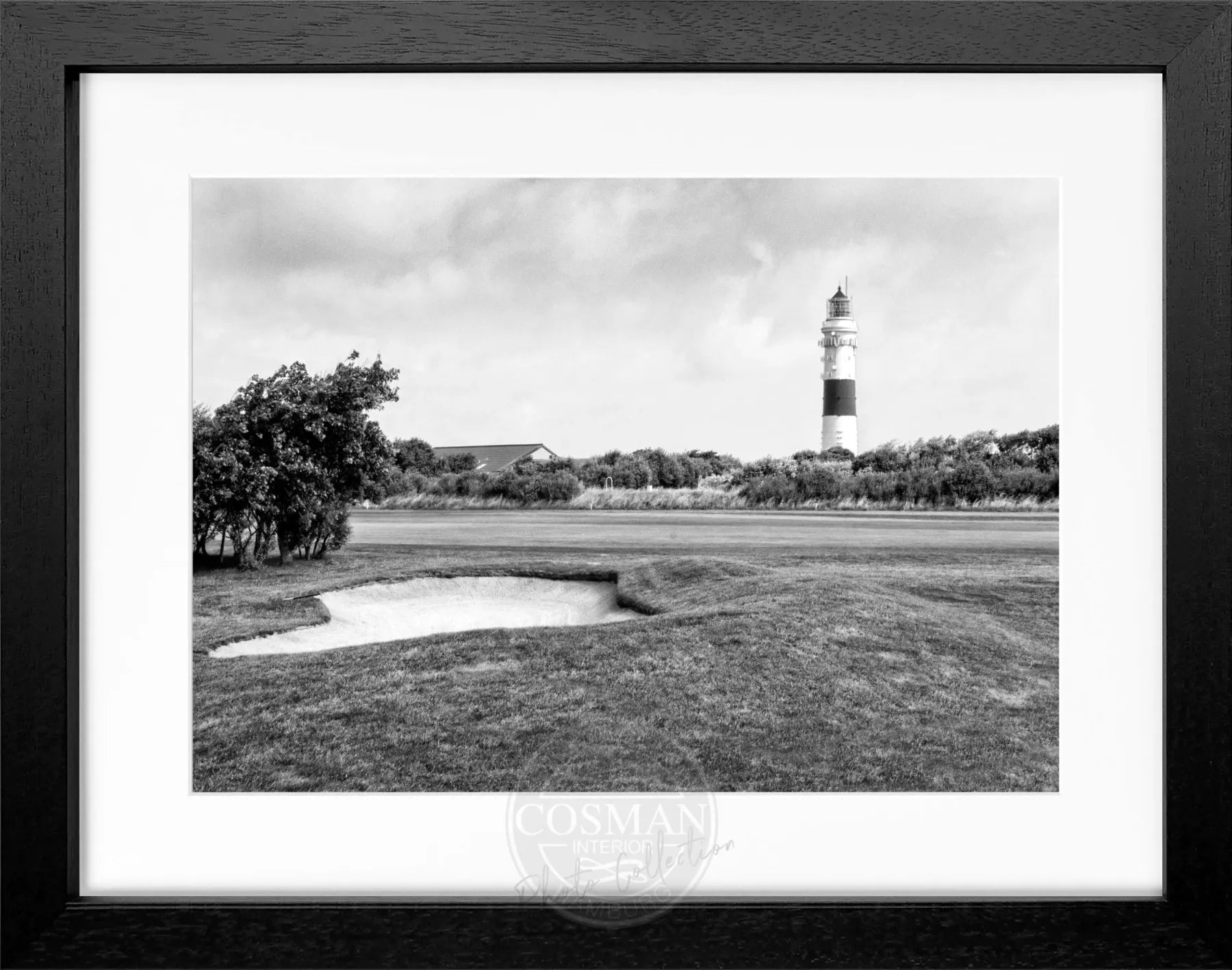 Schwarz-weiß Poster des Sylt Leuchtturms Kampen mit Rahmen, von Cosman-Photocollection, Maße 31x25 cm