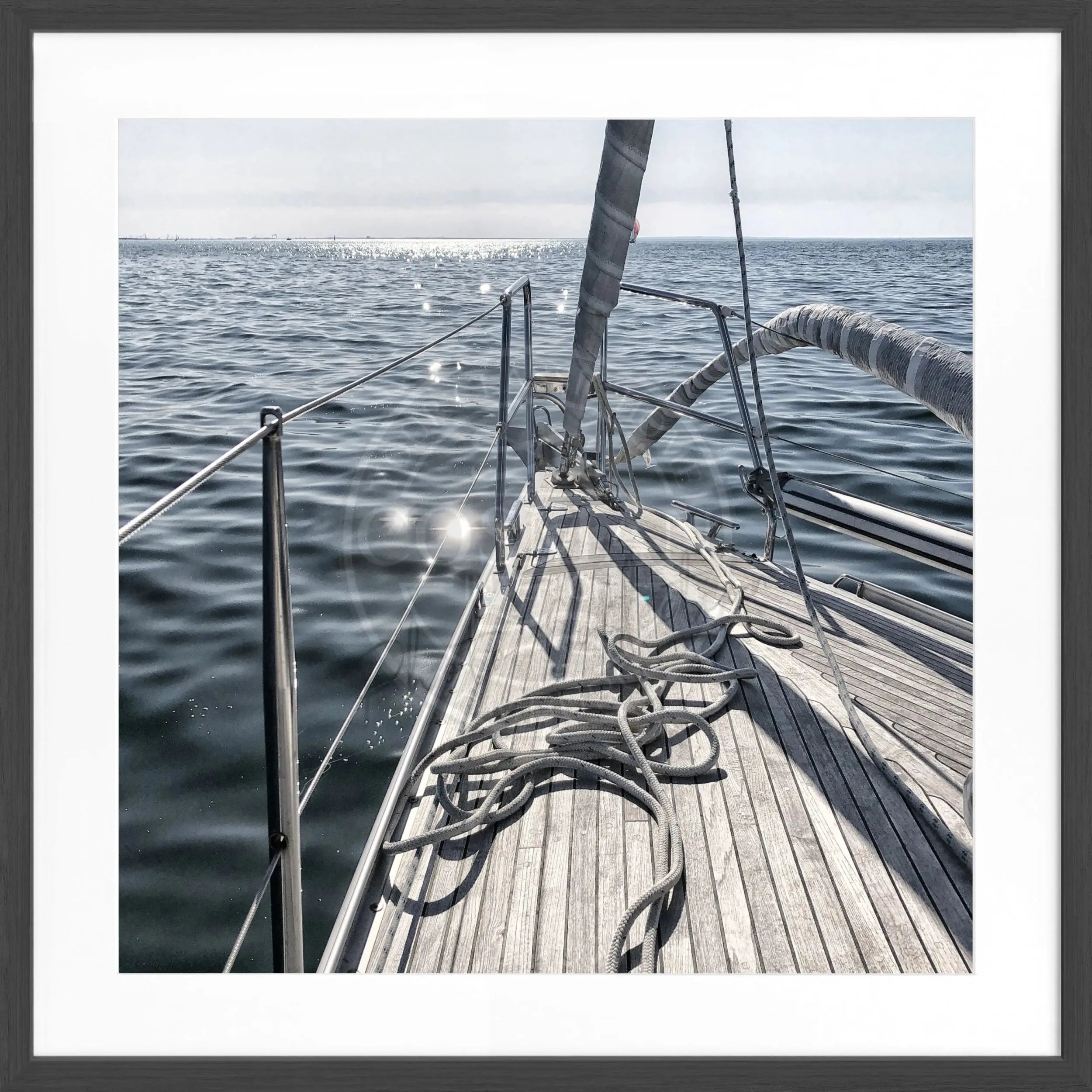 Schwarz-Weiß-Poster mit Rahmen, Segelboot-Motiv, von Cosman-Photocollection, quadratisch 55x55cm, dekoratives Wandbild
