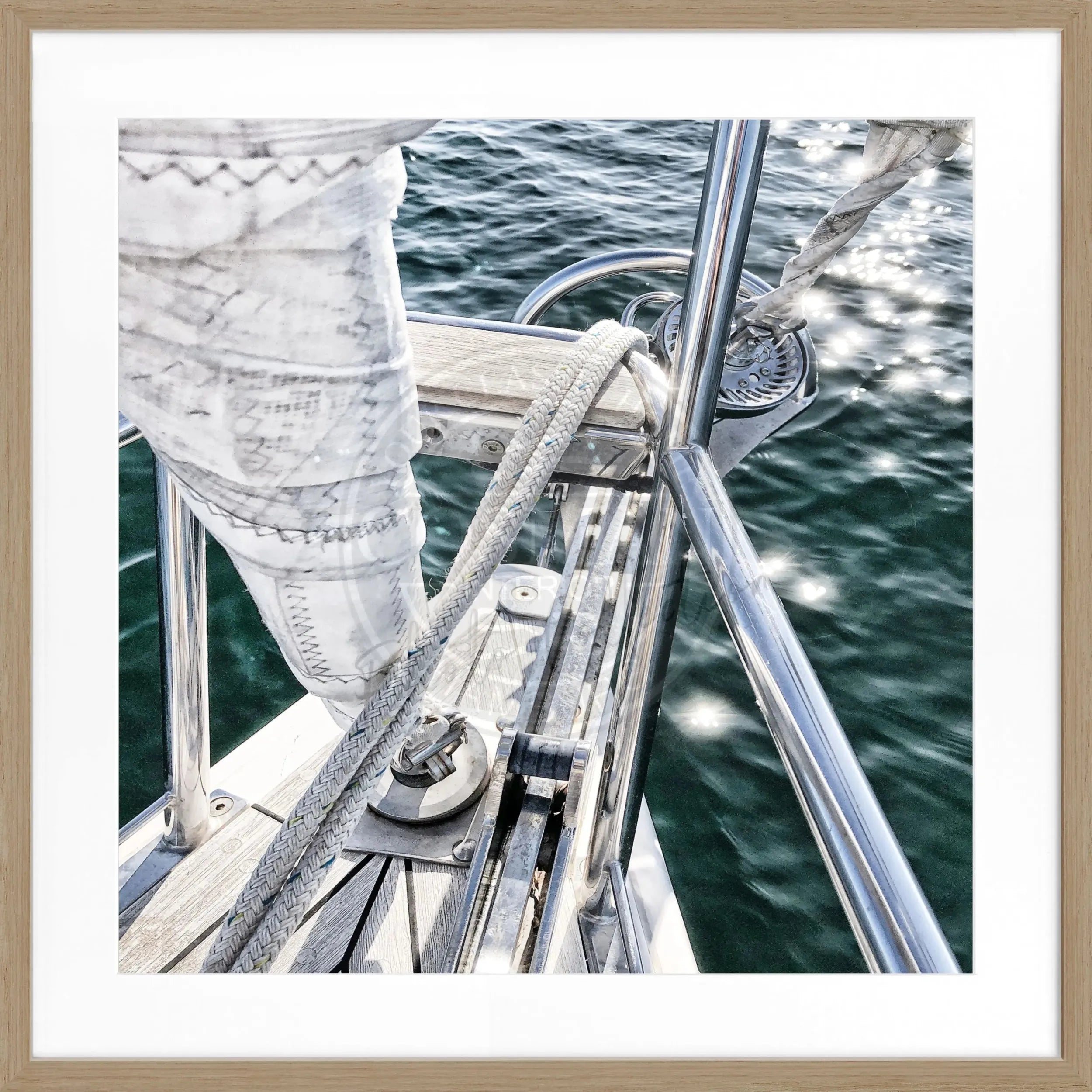 Schwarz-weiß Poster mit Rahmen, Segelboot-Motiv, von Cosman-Photocollection, quadratisch 55x55cm, dekoratives Wandbild