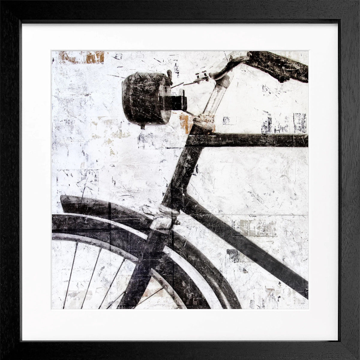 Schwarz-weißes Fahrrad-Poster mit Rahmen, 55x55cm, von Cosman-Photocollection, quadratisches Wandbild