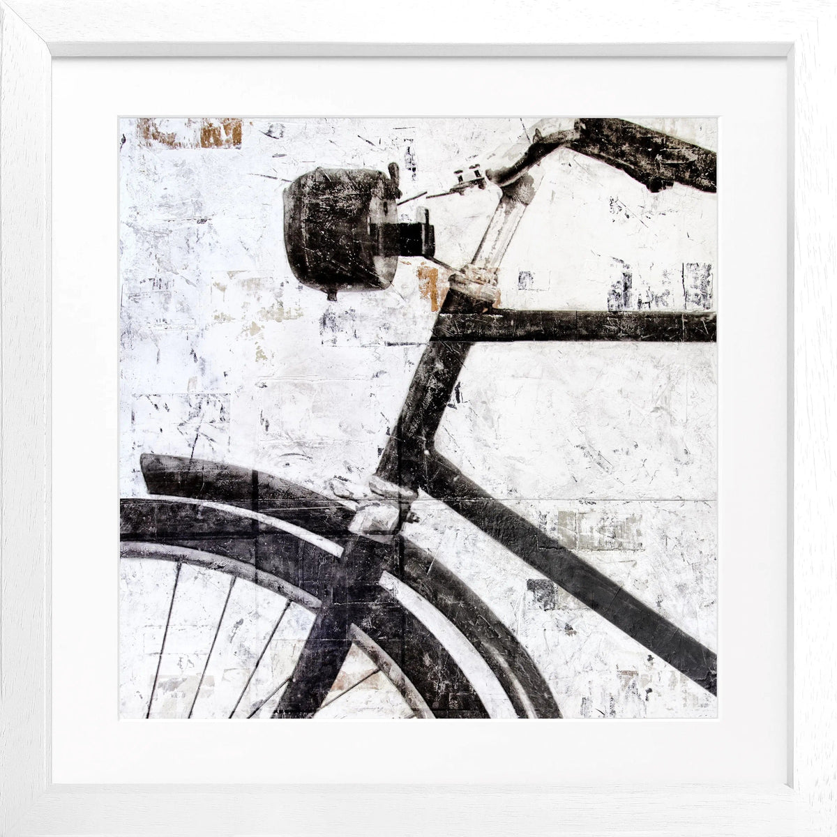 Schwarzweiß-Poster mit Fahrradmotiv im Rahmen, quadratisch 55x55cm, von Cosman-Photocollection, Wanddekoration