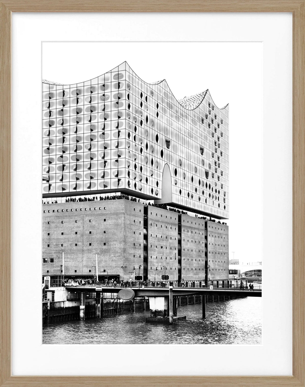 Schwarz-weiß Poster Hamburg Elphi mit Rahmen, stilvolle Wanddekoration von Cosman-Photocollection, 25x31 cm.