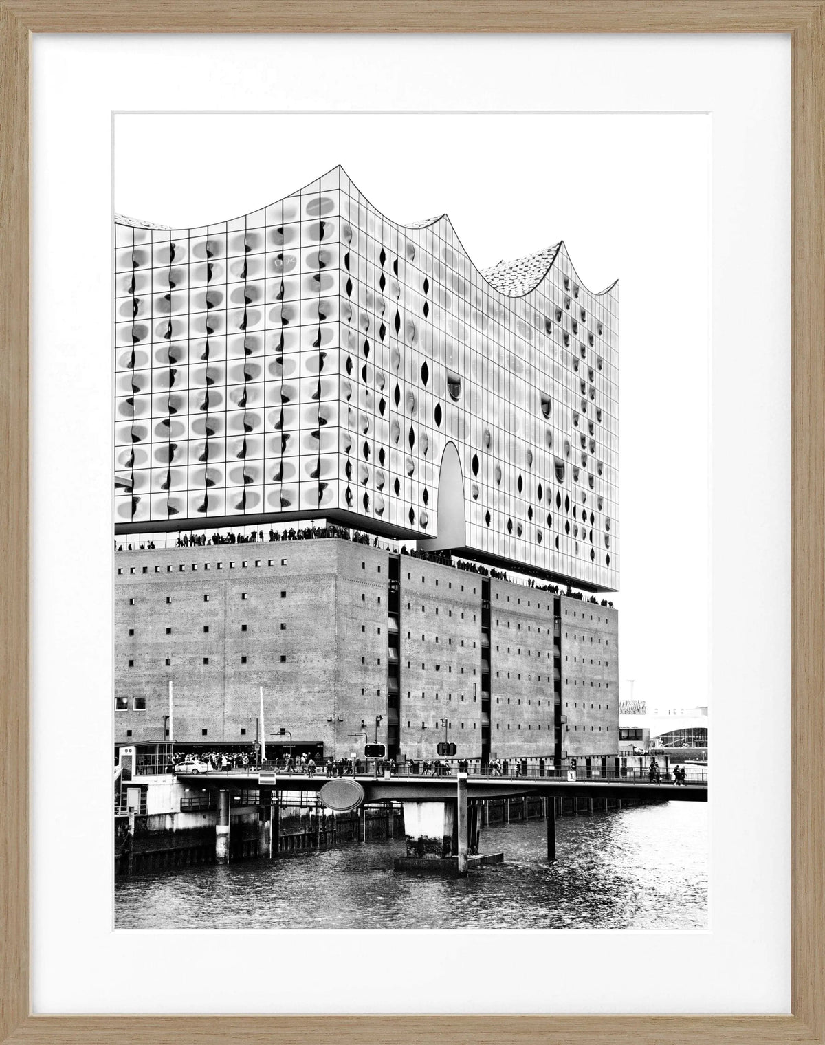 Schwarz-weiß Poster Hamburg Elphi mit Rahmen, stilvolle Wanddekoration von Cosman-Photocollection, 25x31 cm.