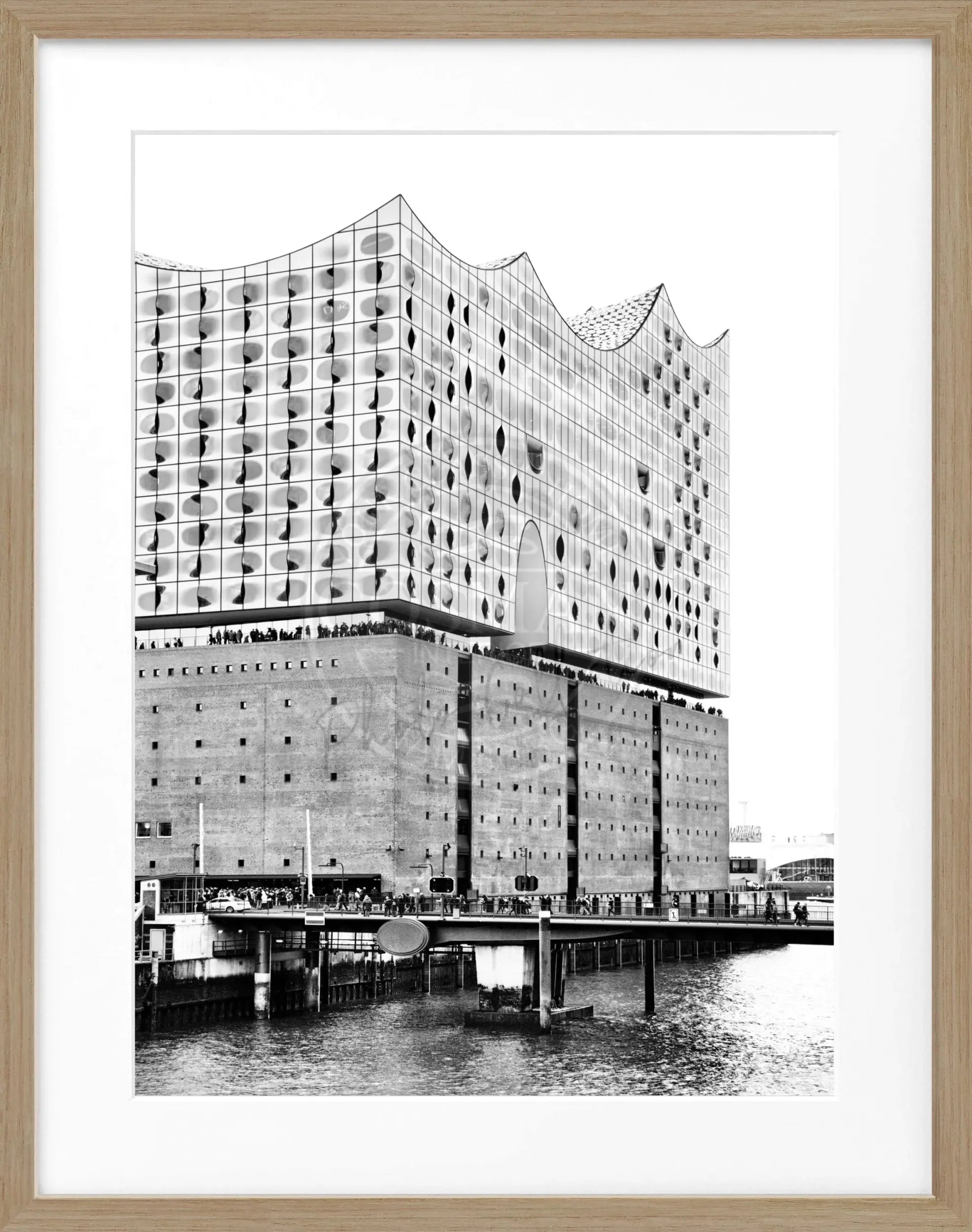 Schwarz-weiß Poster Hamburg Elphi mit Rahmen, stilvolle Wanddekoration von Cosman-Photocollection, 25x31 cm.