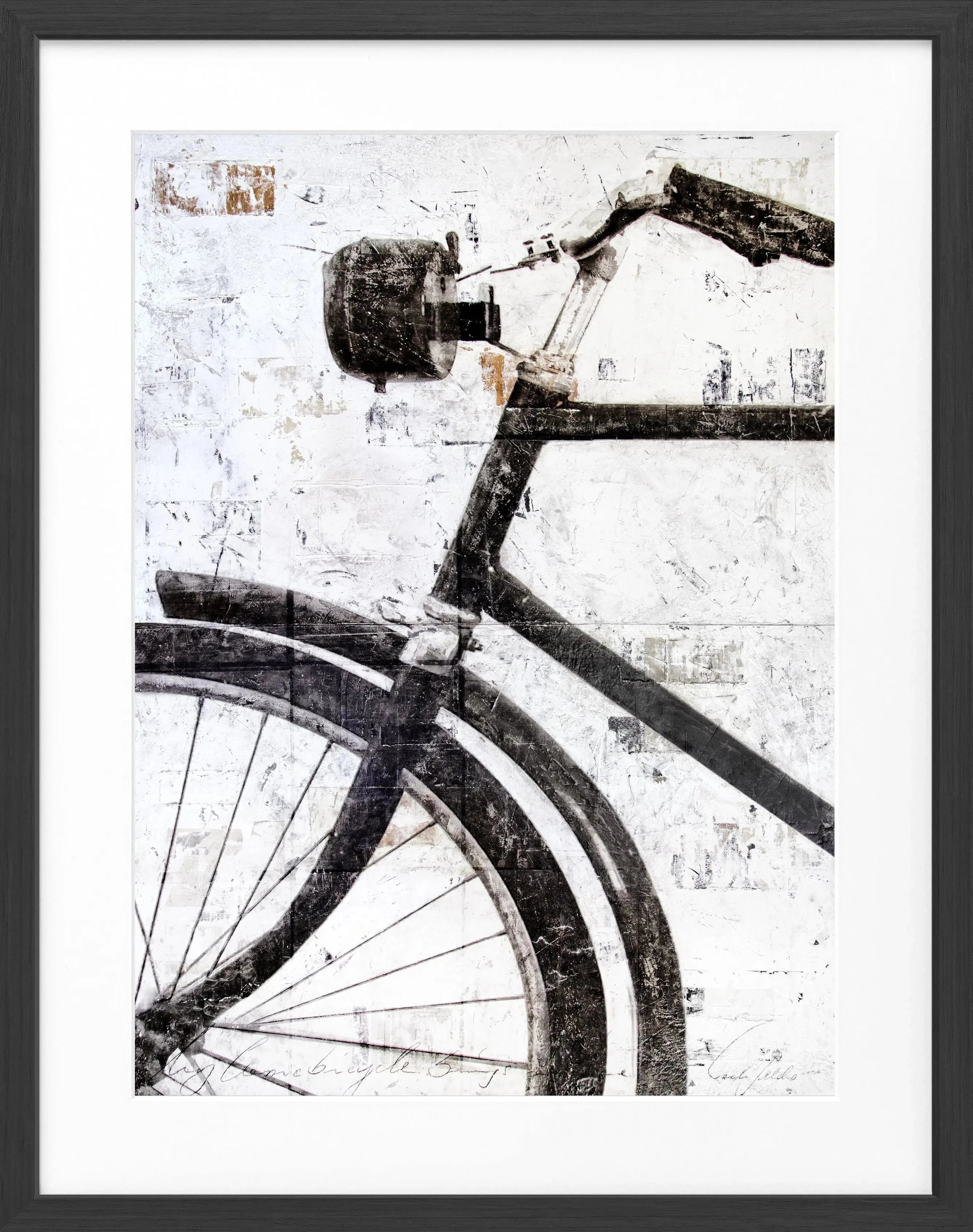 Schwarzer Fahrrad-Poster mit Rahmen von Cosman-Photocollection, 25x31 cm, dekoratives Wandbild für Fahrradliebhaber.