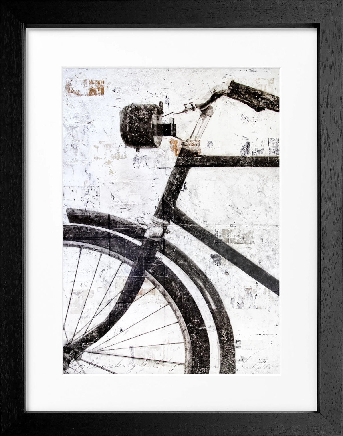 Schwarz-weiß Fahrrad-Poster mit Rahmen, 25x31 cm, von Cosman-Photocollection, Wanddekoration im Vintage-Stil