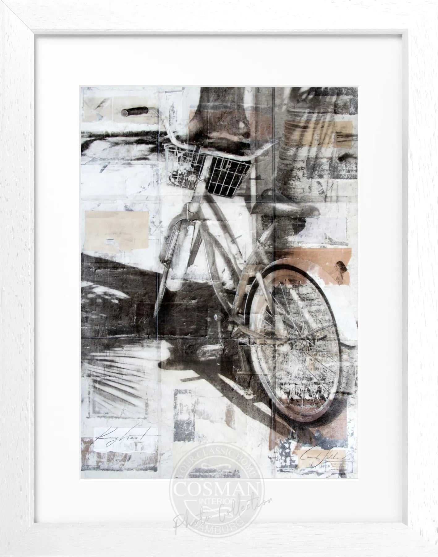 Gerahmtes Poster mit Florida Bike Key West Motiv, schwarz, 25x31cm, von Cosman-Photocollection
