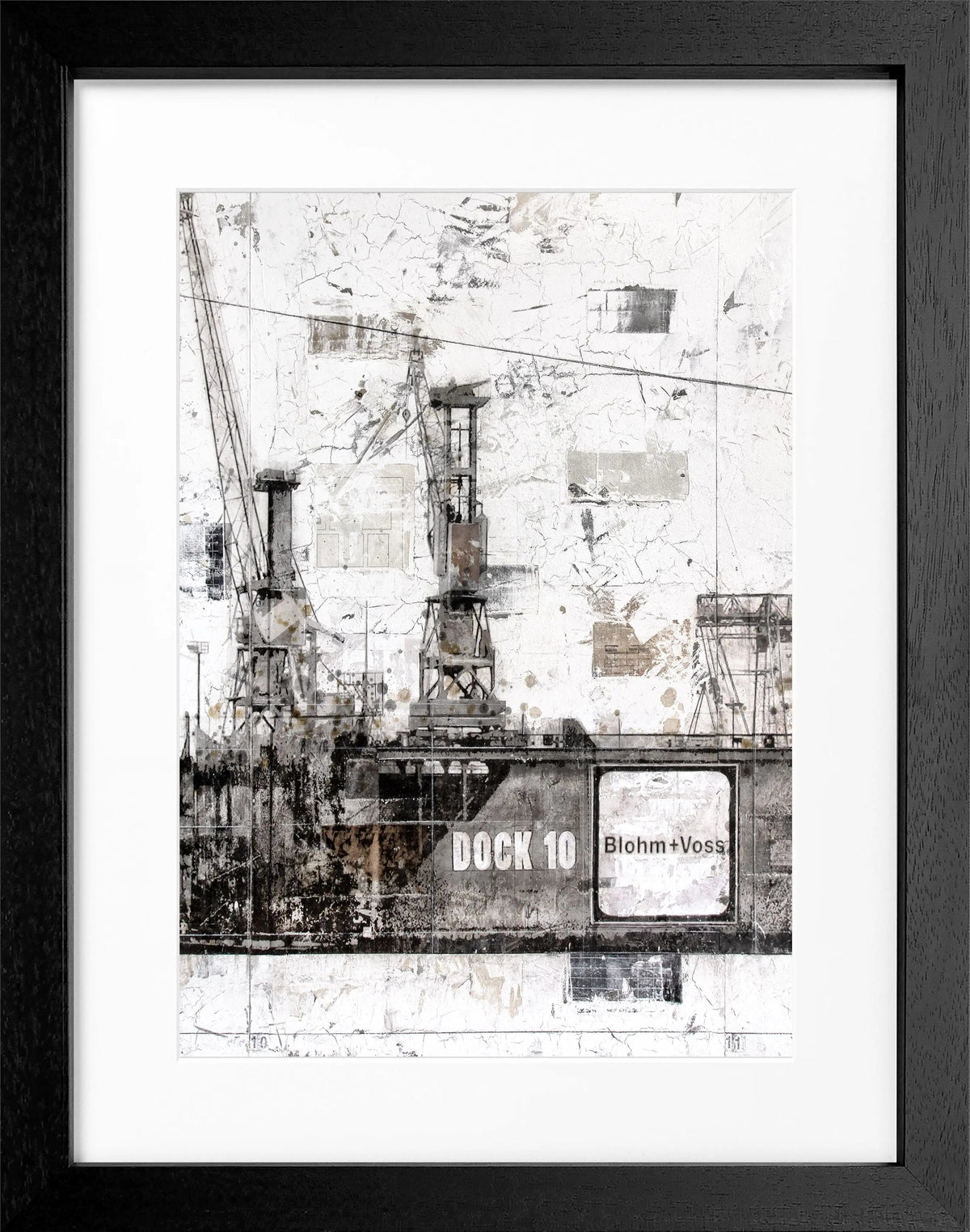 Schwarzweiß-Poster mit Rahmen, Hamburg Dock, von Cosman-Photocollection, 25x31 cm, modernes Stadtmotiv