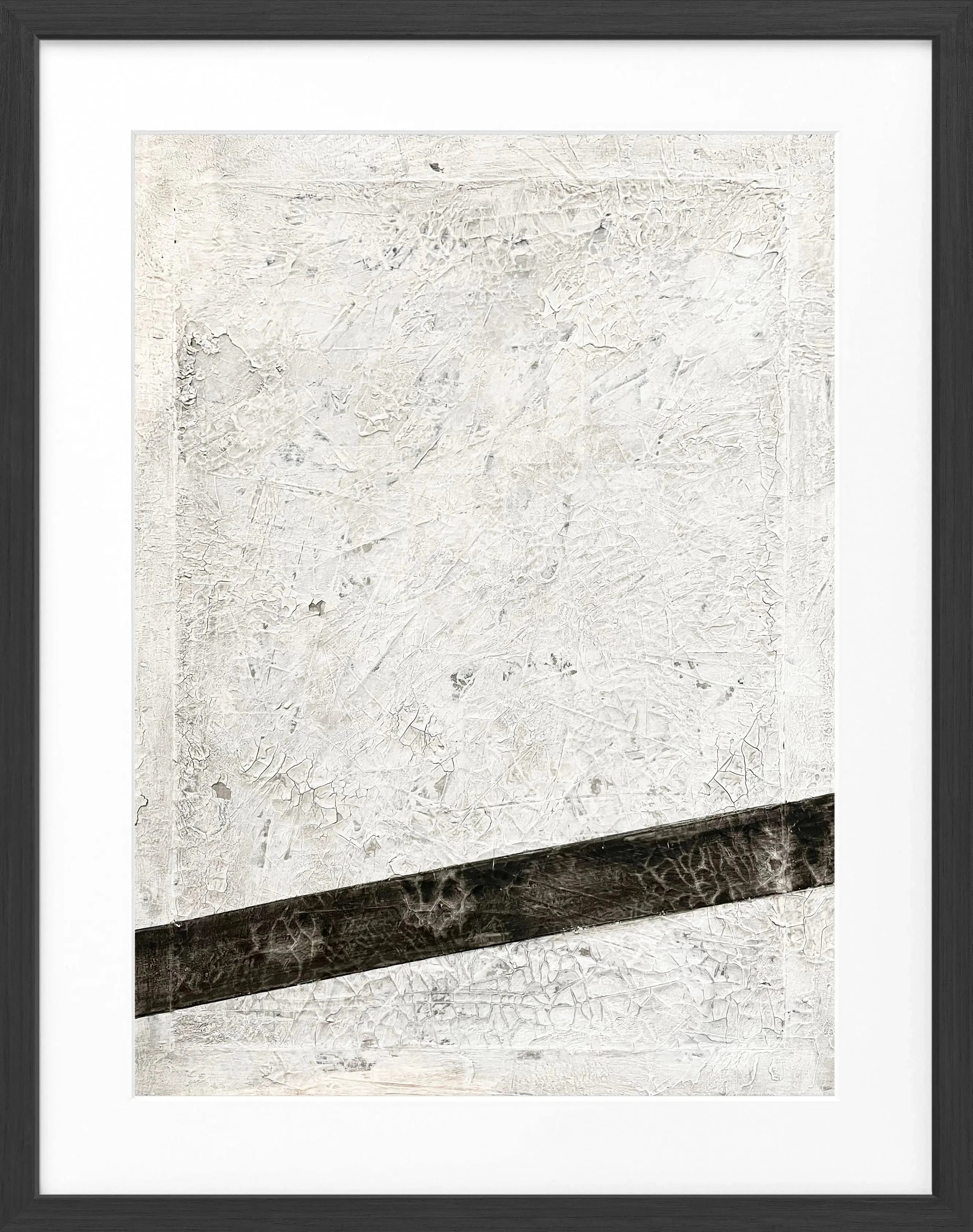 Schwarz-weißes Poster mit Rahmen, Kunstwerk ’Black Line’ von Cosman-Photocollection, 25x31cm, modernes Wandbild