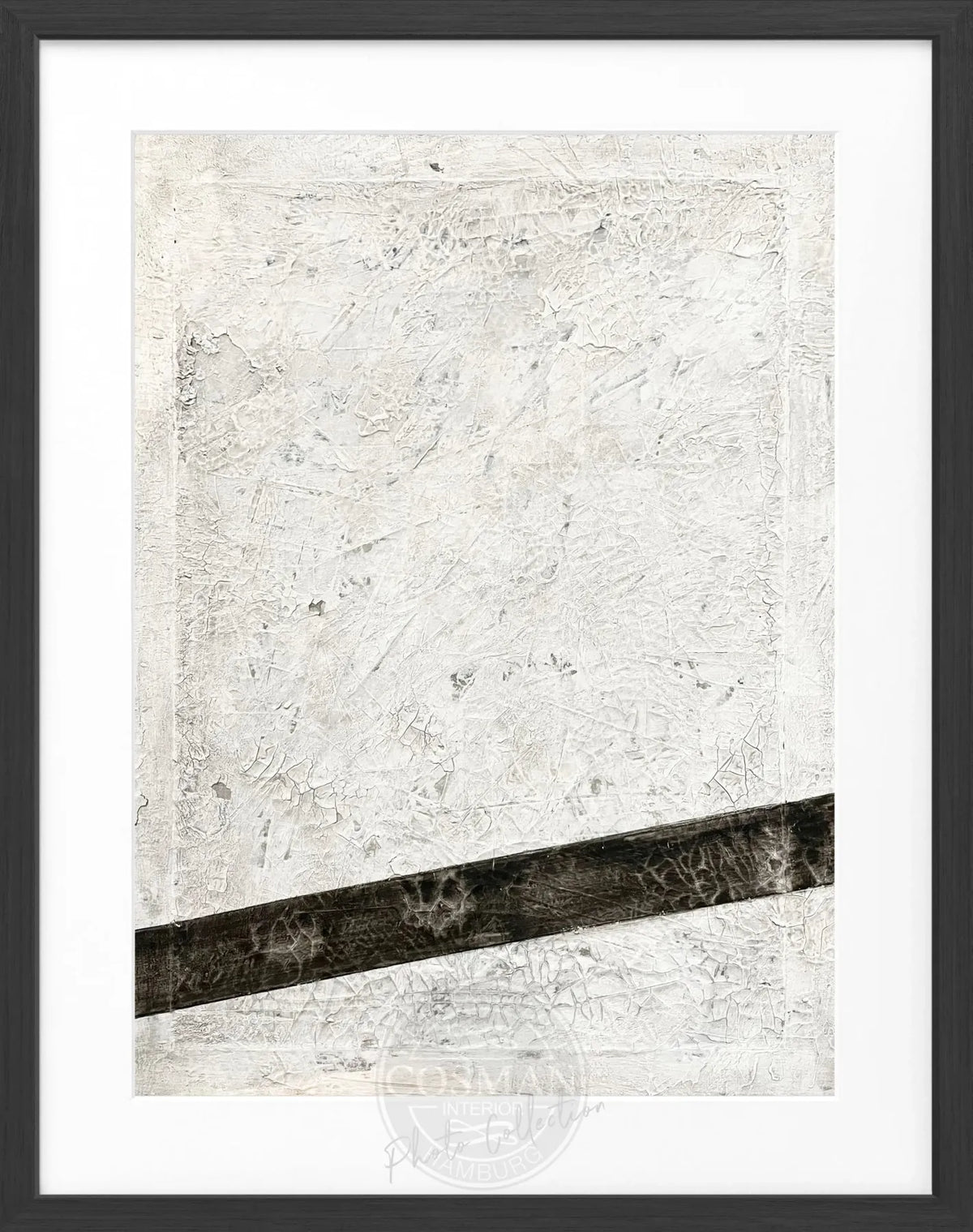 Schwarz-weißes Poster mit Rahmen, Kunstwerk ’Black Line’ von Cosman-Photocollection, 25x31cm, modernes Wandbild