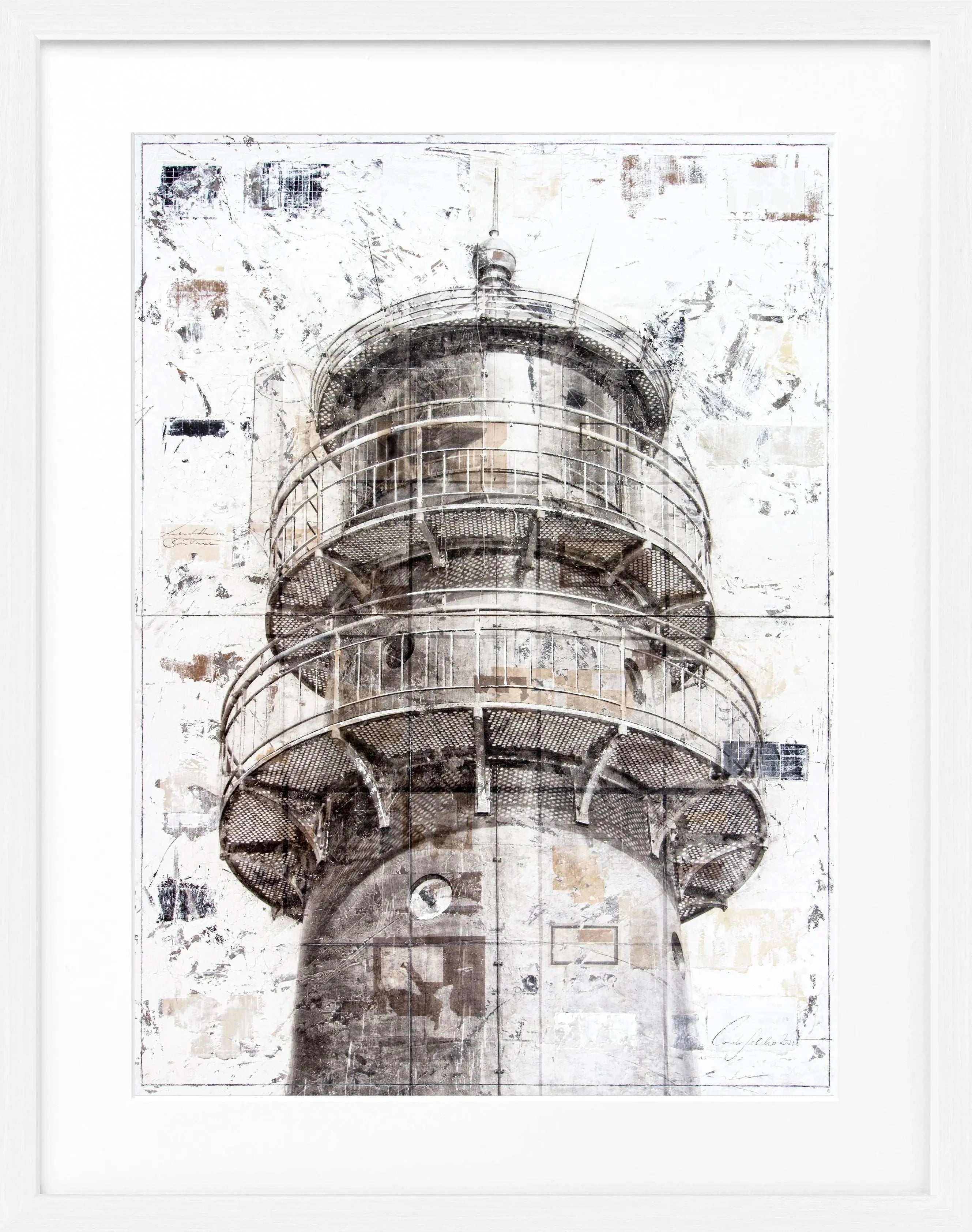 Schwarz gerahmtes Poster mit Leuchtturm in Büsum, Teil der Cosman-Photocollection, Maße 25x31 cm, maritime Wanddekoration