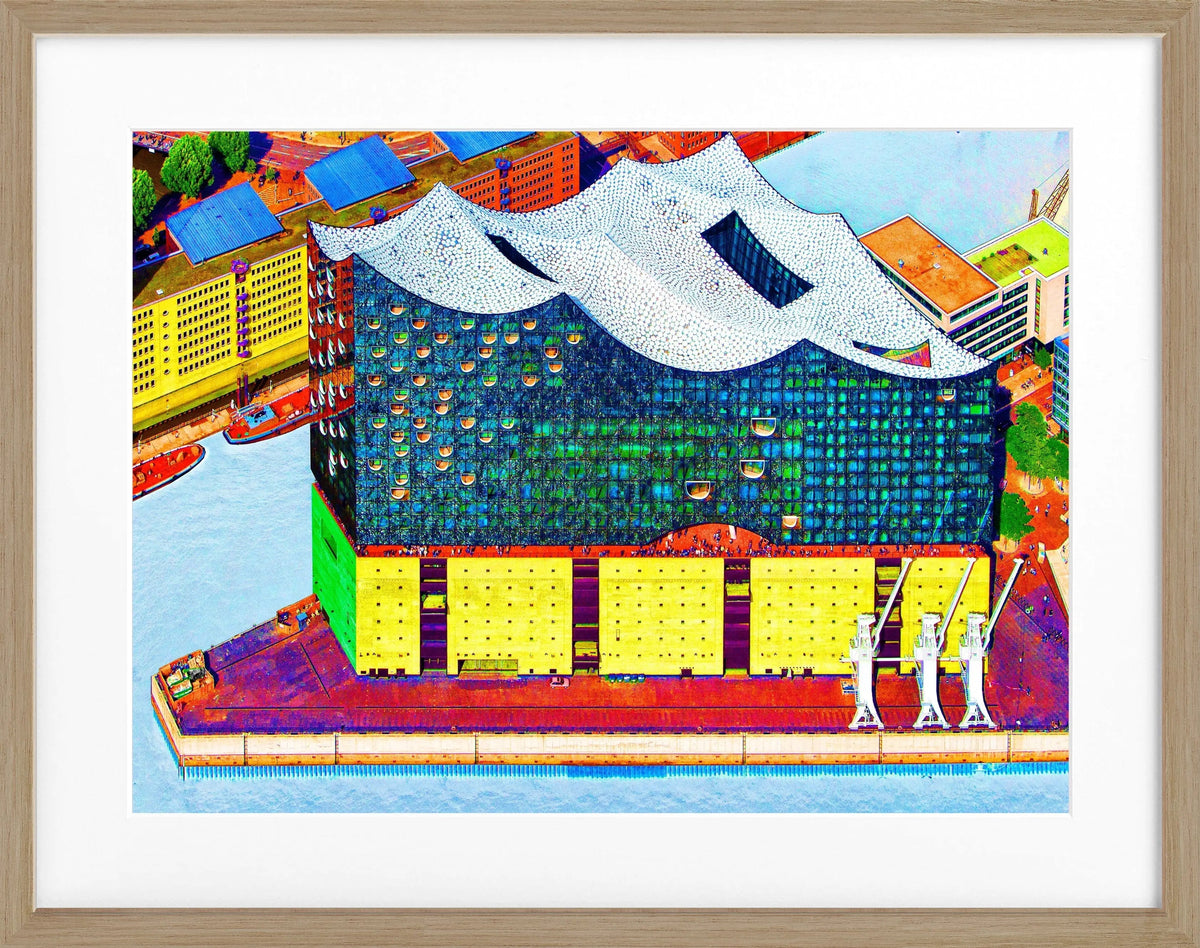 Hochwertiges Poster mit Rahmen, Hamburg Elbphilharmonie in der Color Edition, von Cosman-Photocollection, 31x25 cm