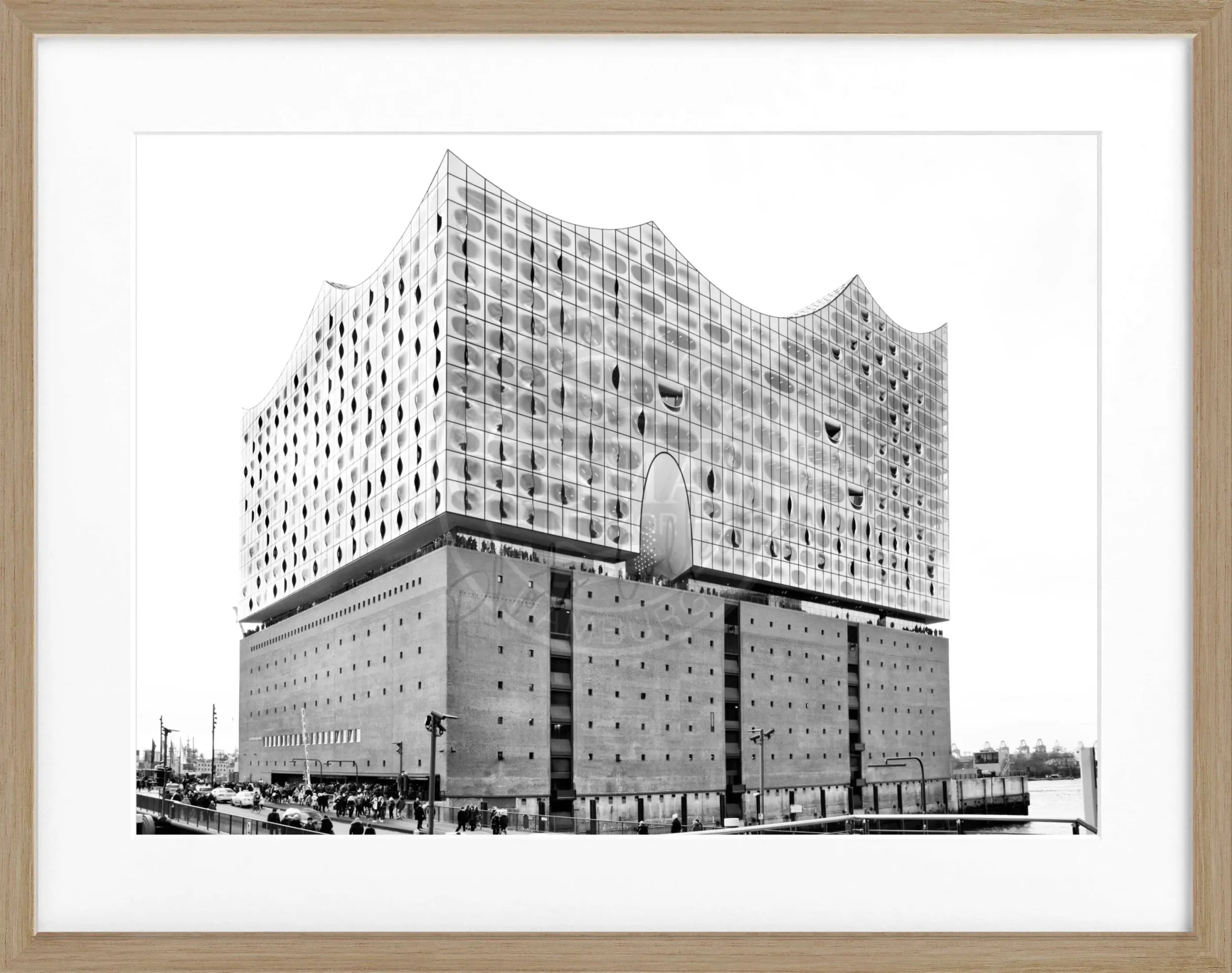 Schwarz-weiß Poster mit Rahmen von Cosman-Photocollection, Hamburg Elbphilharmonie, 31x25 cm, elegante Wanddekoration