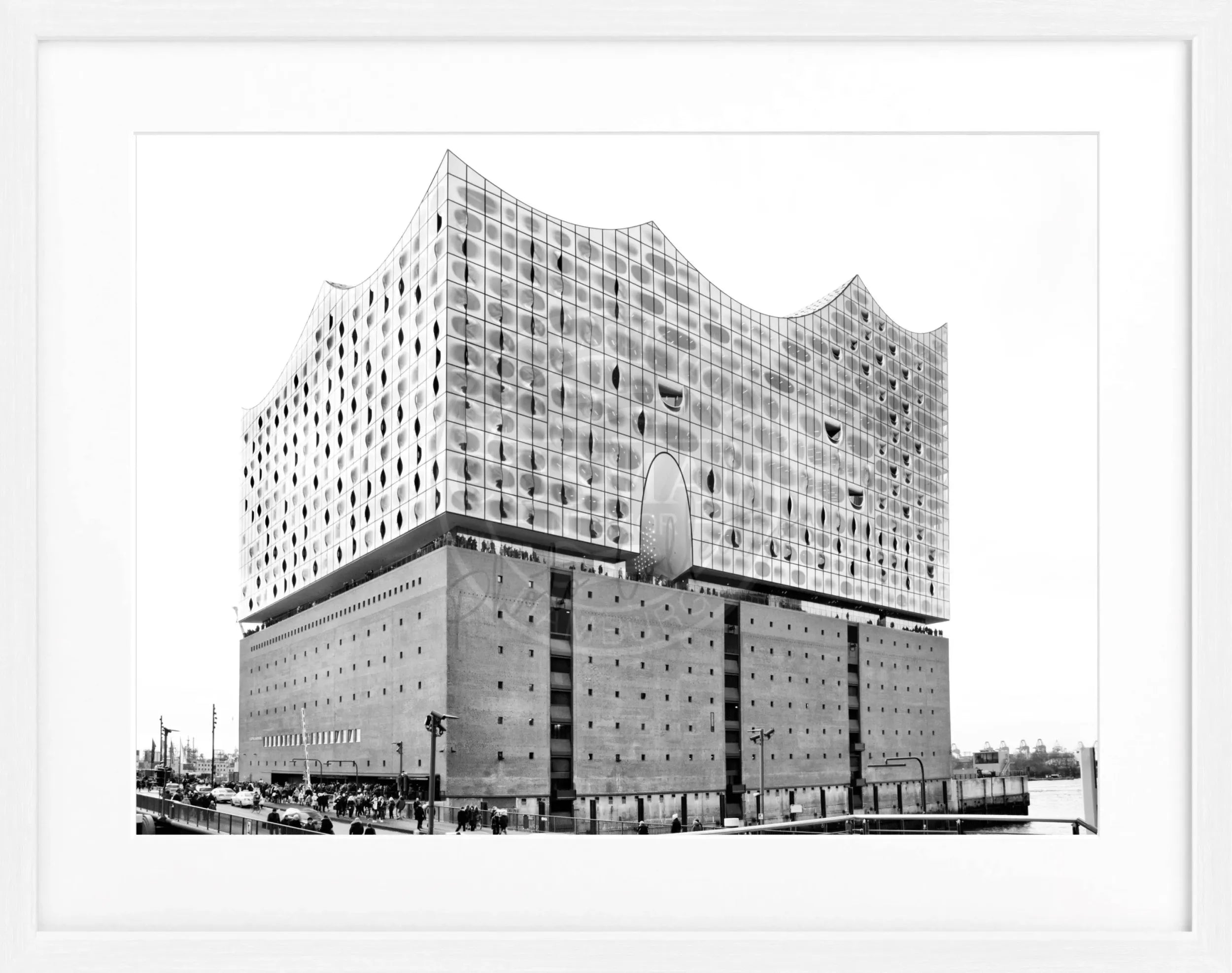 Hochwertiges Poster mit Rahmen, Hamburg Elbphilharmonie, Cosman-Photocollection, 31x25 cm, schwarz, modernes Wandbild