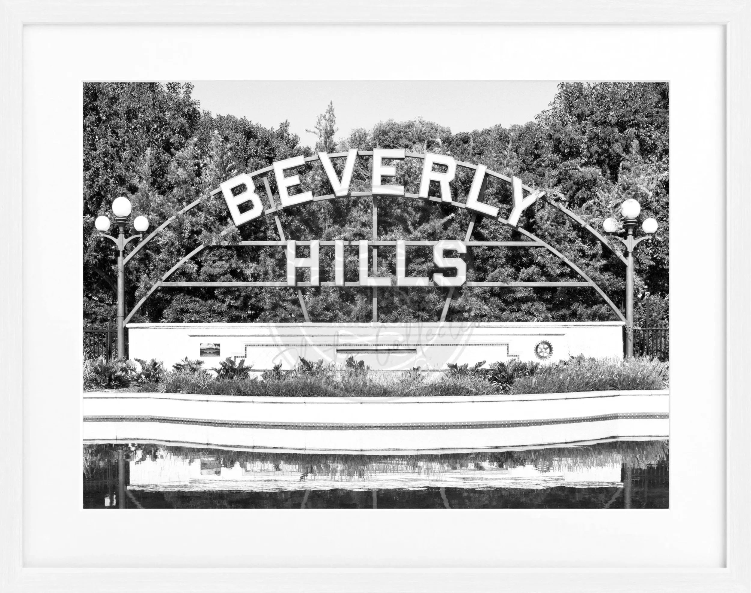 Schwarzes Poster mit Rahmen, Kalifornien Beverly Hills Schild, Cosman-Photocollection, Wanddekoration, 31x25 cm