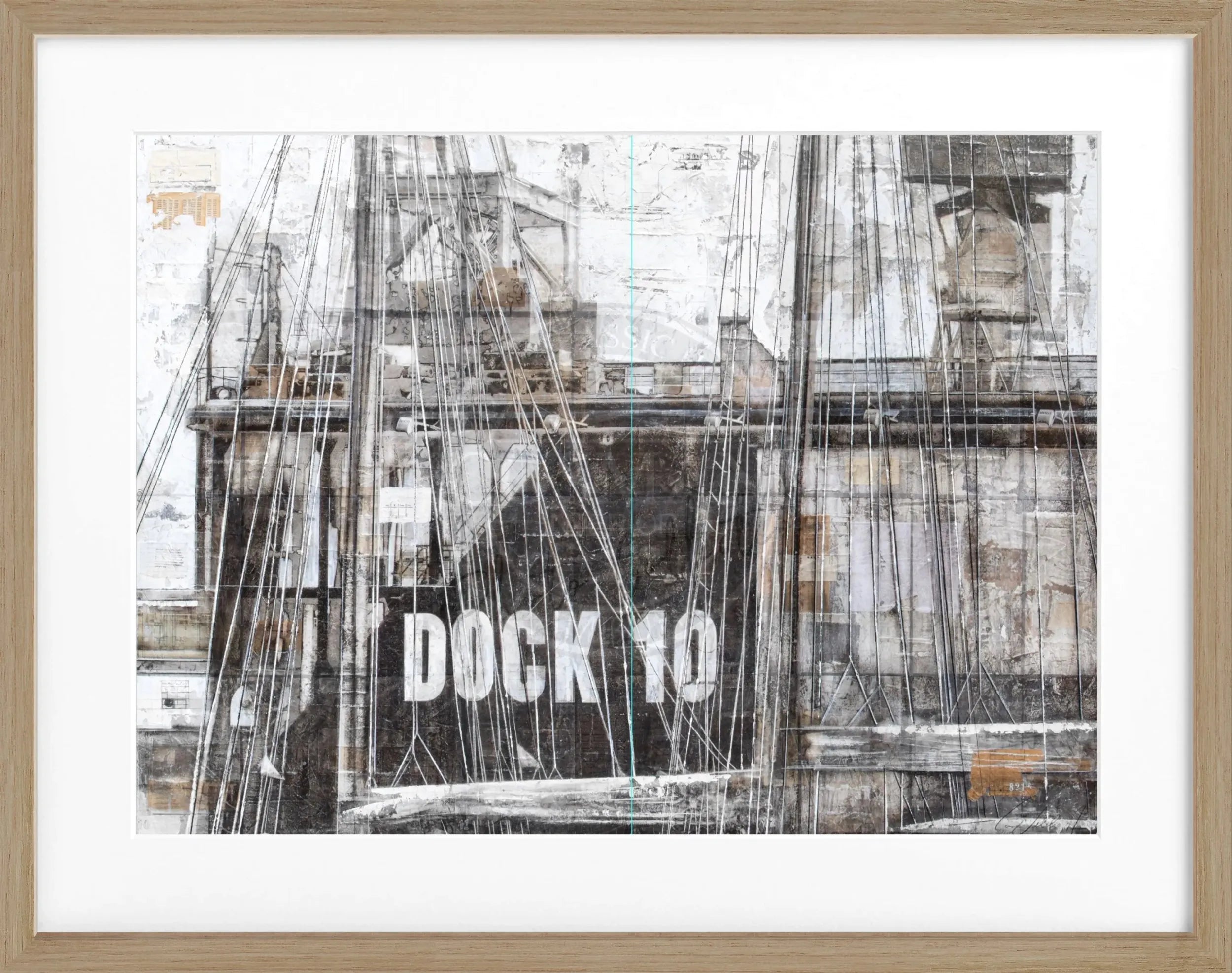 Schwarz-weiß Poster mit Rahmen, Kunst Hamburg Hafen Dock 10, von Cosman-Photocollection, 31x25 cm, maritimes Stadtbild