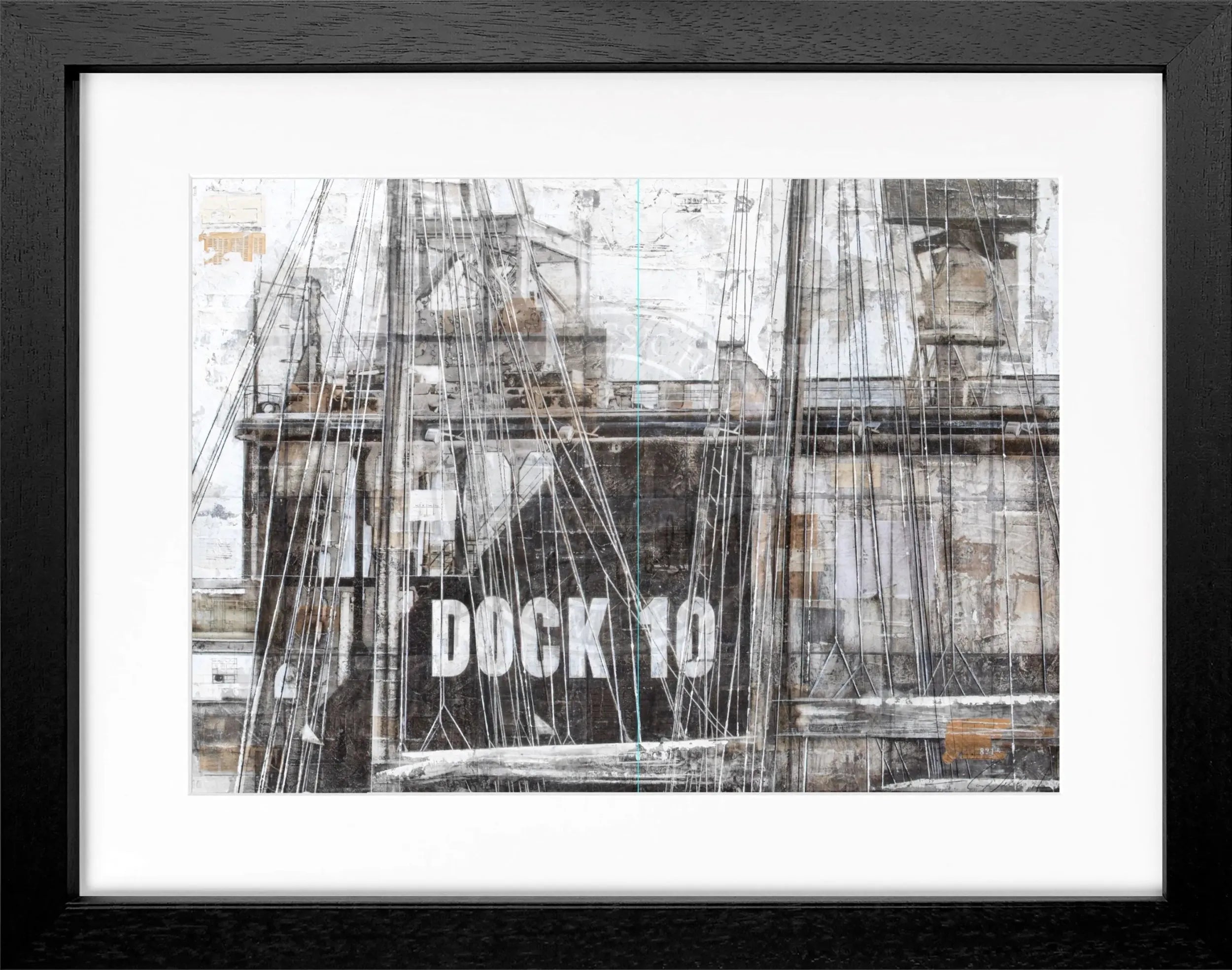 Schwarzes Poster mit Rahmen, Kunst Hamburg Hafen 'Dock 10' von Cosman-Photocollection, 31x25 cm, maritime Stadtansicht