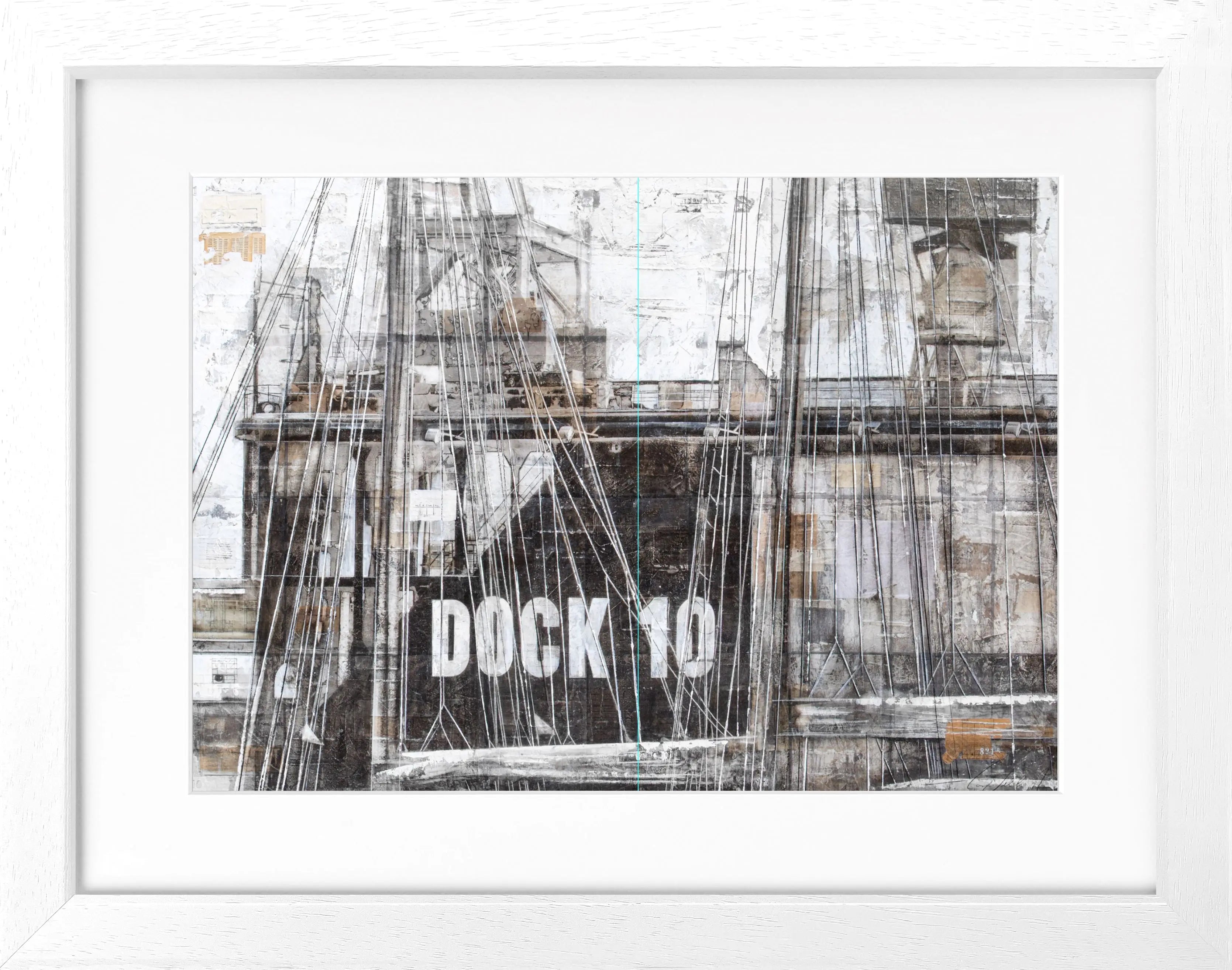 Schwarz-weiß Poster mit Rahmen, Kunst Hamburg Hafen Dock 10 von Cosman-Photocollection, 31x25cm, maritime Fotokunst